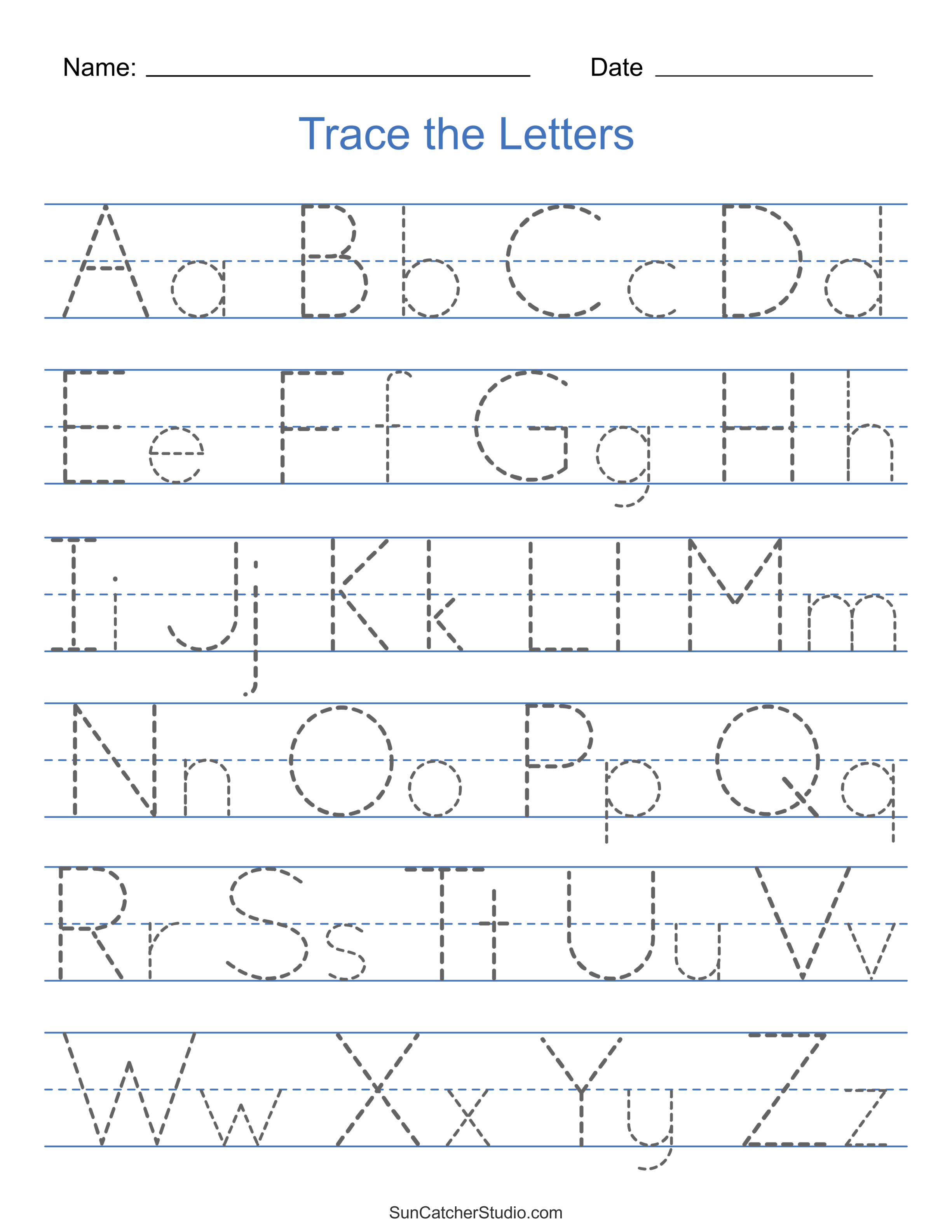 Tracing Alphabet Letters (Printable Handwriting Worksheets) – Diy within Free Printable Letter Tracing Sheets