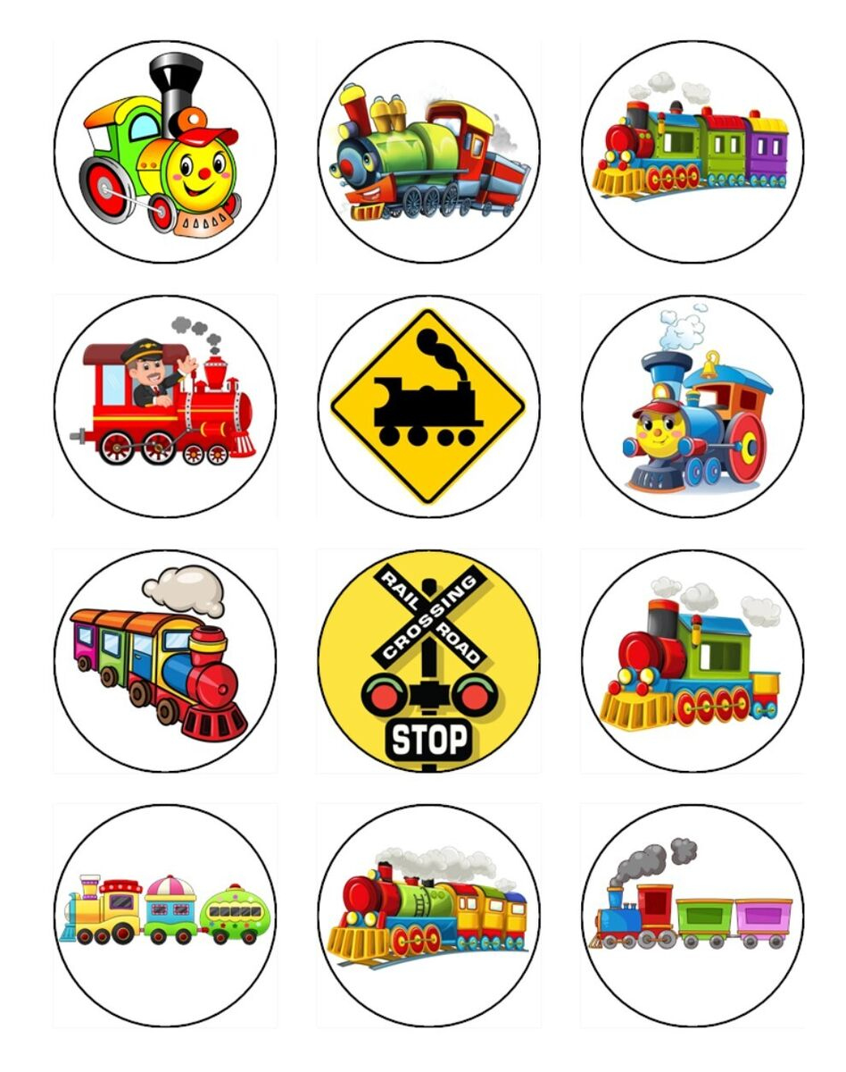 Train Cake Topper Edible Birthday Cupcake Decorations (12) | Ebay inside Free Printable Train Cupcake Toppers