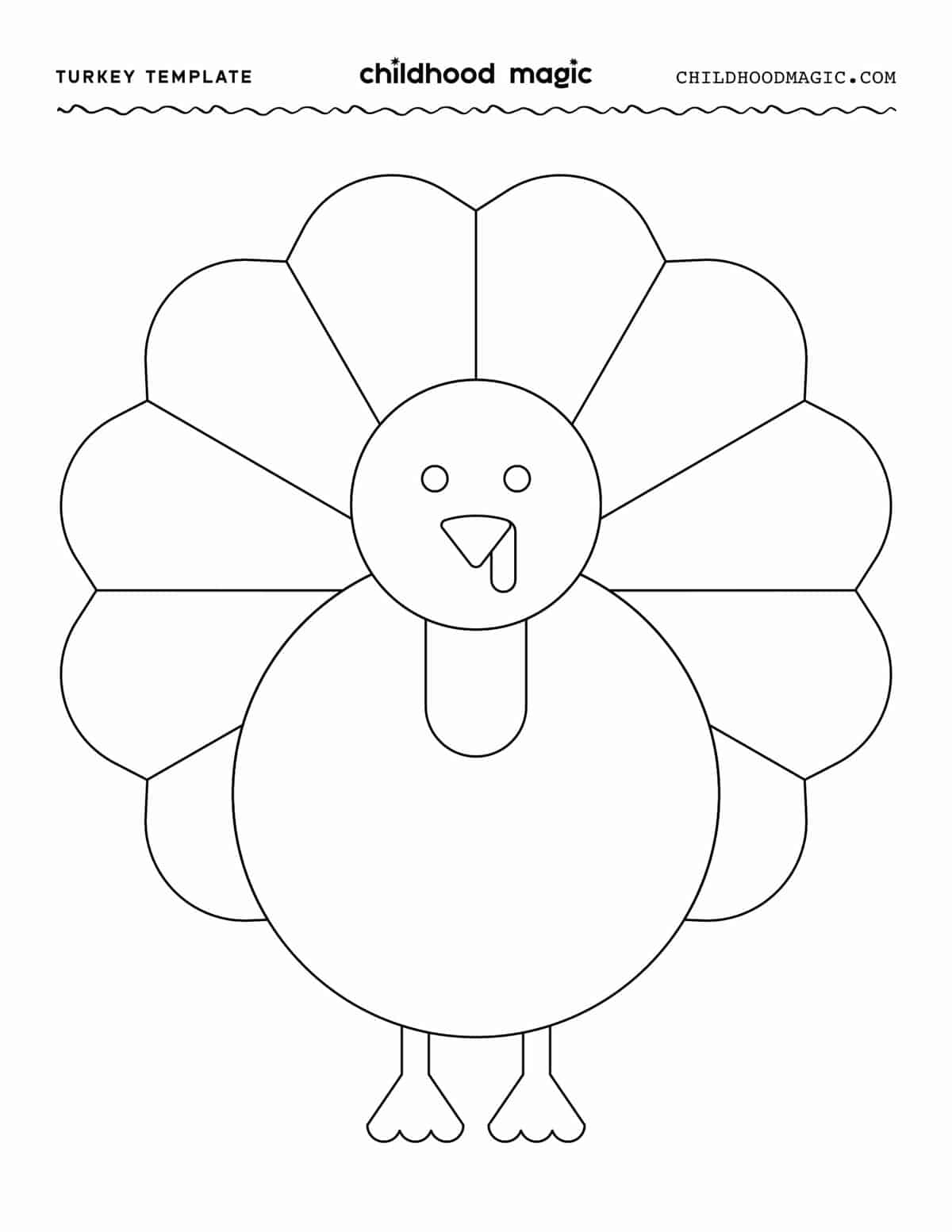 Turkey Template - Childhood Magic intended for Free Printable Turkey Template