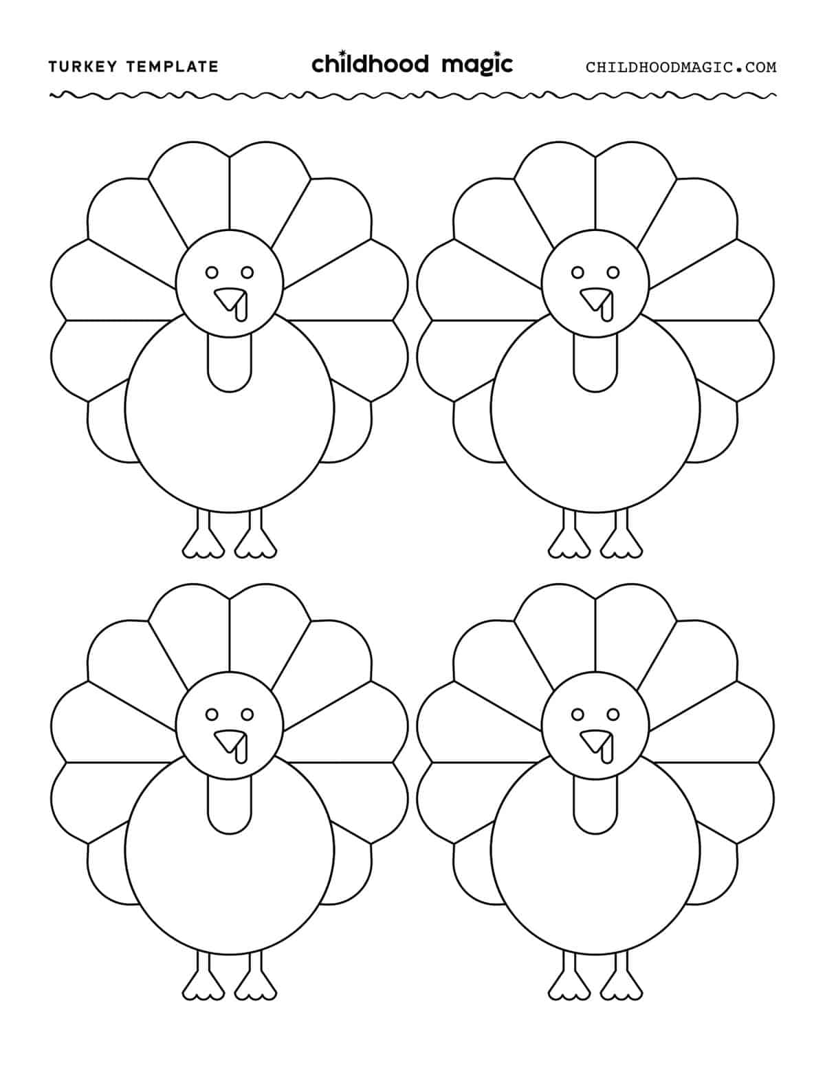 Turkey Template - Childhood Magic throughout Free Printable Turkey Template