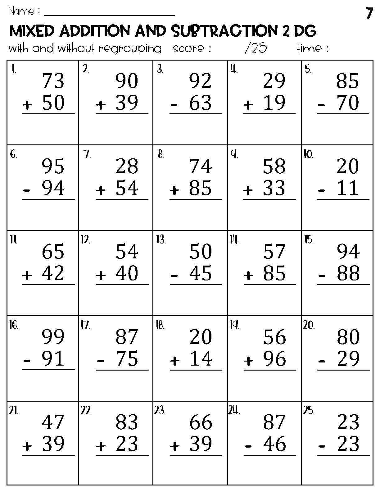 Two Digit Mixed Addition And Subtraction With And Without within Free Printable Double Digit Addition And Subtraction Worksheets