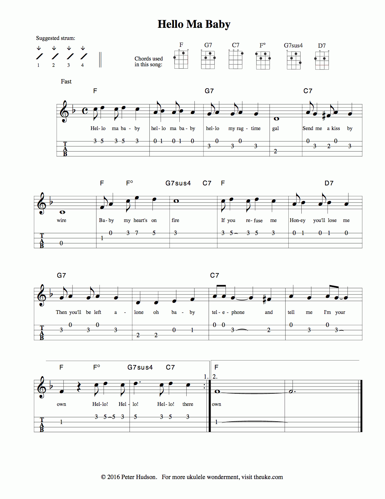 Ukulele Sheet Music - Theuke regarding Free Printable Ukulele Songs