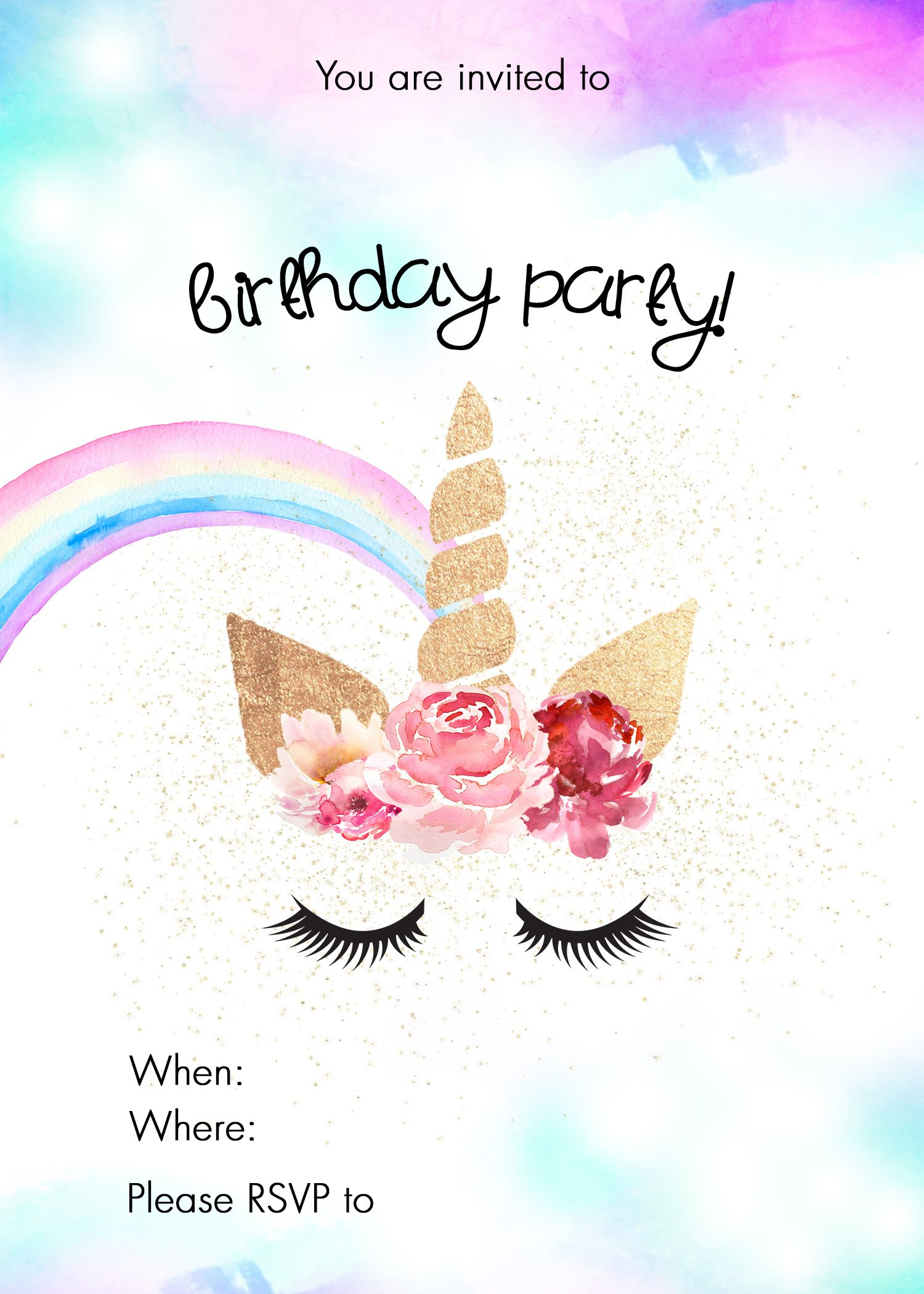 Unicorn Birthday Party Ideas - Free Invitation Download Printa with regard to Free Unicorn Birthday Printables