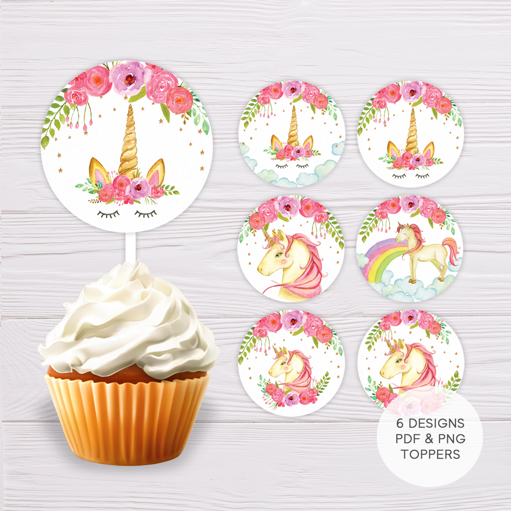 Unicorn Cupcake Toppers - Dgtally pertaining to Free Printable Unicorn Cupcake Toppers