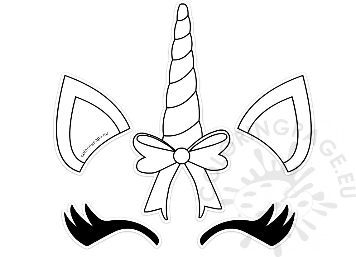 Unicorn Face With Bow Template | Coloring Page pertaining to Free Printable Unicorn Face Template