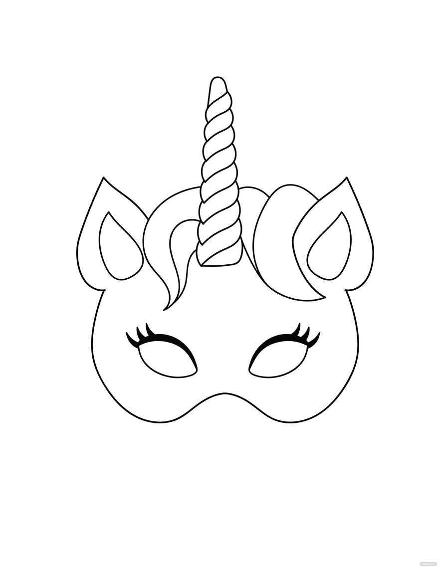 Unicorn Mask Coloring Page In Illustrator, Pdf, Svg, Jpg, Eps, Png with Free Printable Unicorn Mask