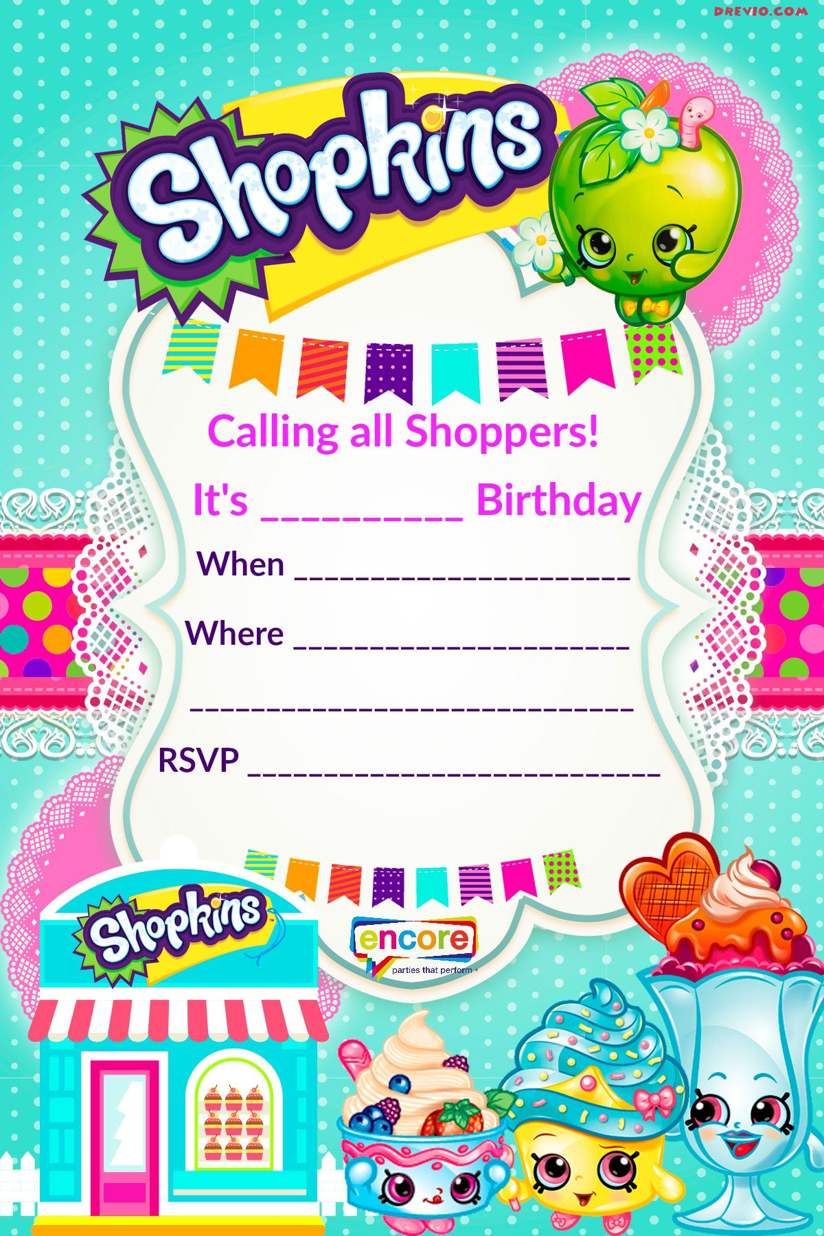 Updated – Free Printable Shopkins Birthday Invitation Template with regard to Free Printable Shopkins Birthday Invitations