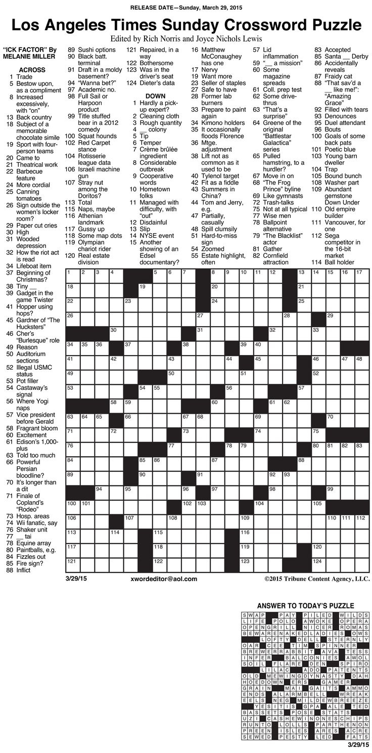 Usa Today Printable Crossword Puzzles 2015 | Printable Crossword for Usa Today Crossword Puzzles Printable Free