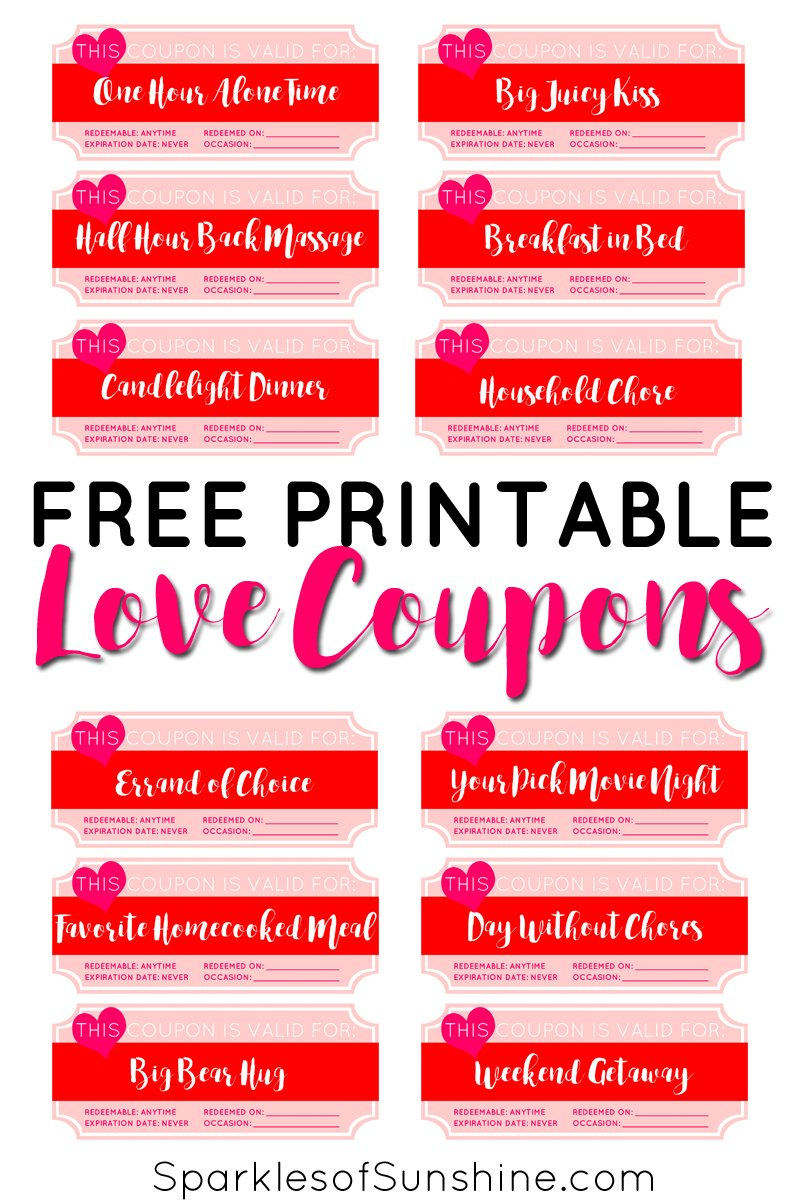 Valentine&amp;#039;S Day Free Printable Love Coupons - Sparkles Of Sunshine throughout Free Printable Love Coupons for Wife