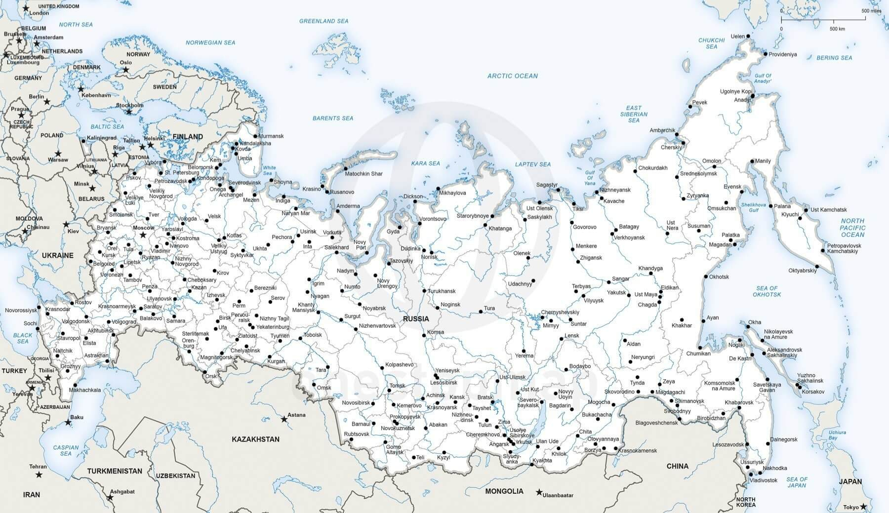 Vector Map Of Russia Political | One Stop Map with Free Printable Map of Russia