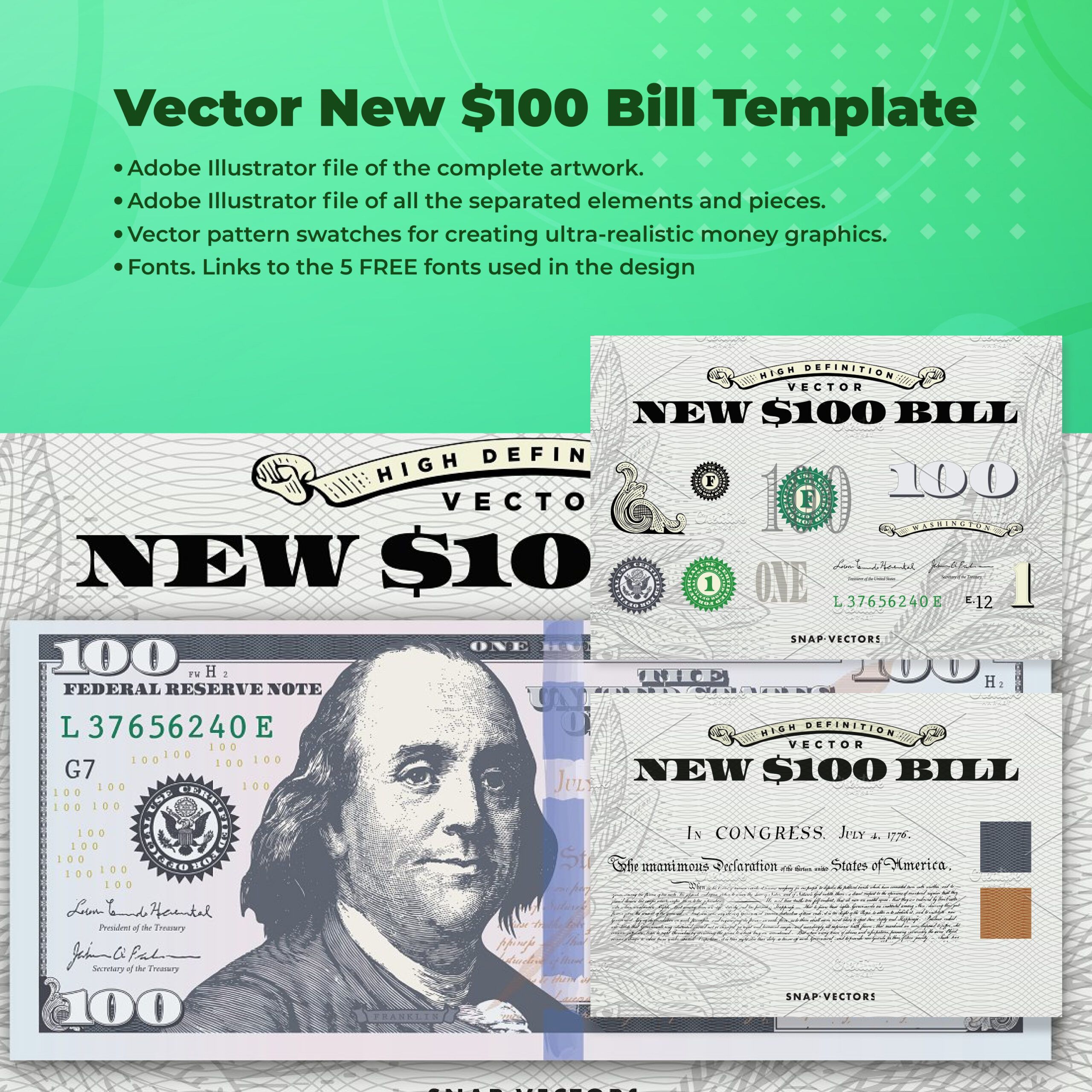 Vector New $100 Bill Template – Done! with regard to 100 Dollar Bill Printable Free