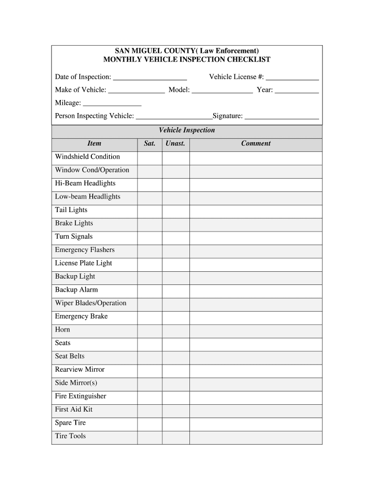 Vehicle Inspection Checklist Pdf - Fill Online, Printable intended for Free Printable Vehicle Inspection Form