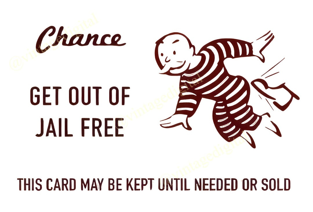 Vintage 1960S Monopoly Game Chance Get Out Of Jail Free Card With Blank Background Digital Download Printable Instant Download - Etsy pertaining to Get Out Of Jail Free Card Printable