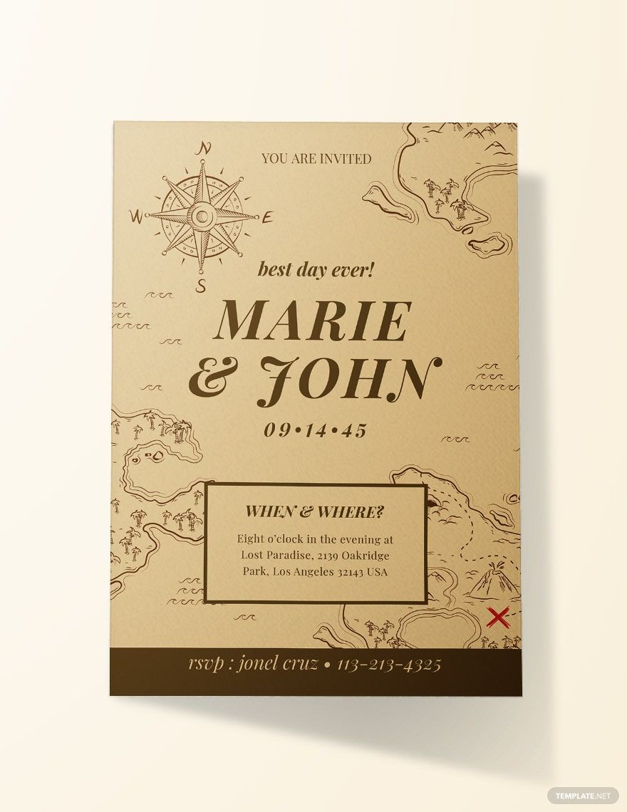 Vintage Map Fall Wedding Invitation Template In Word, Publisher with Free Printable Wedding Maps