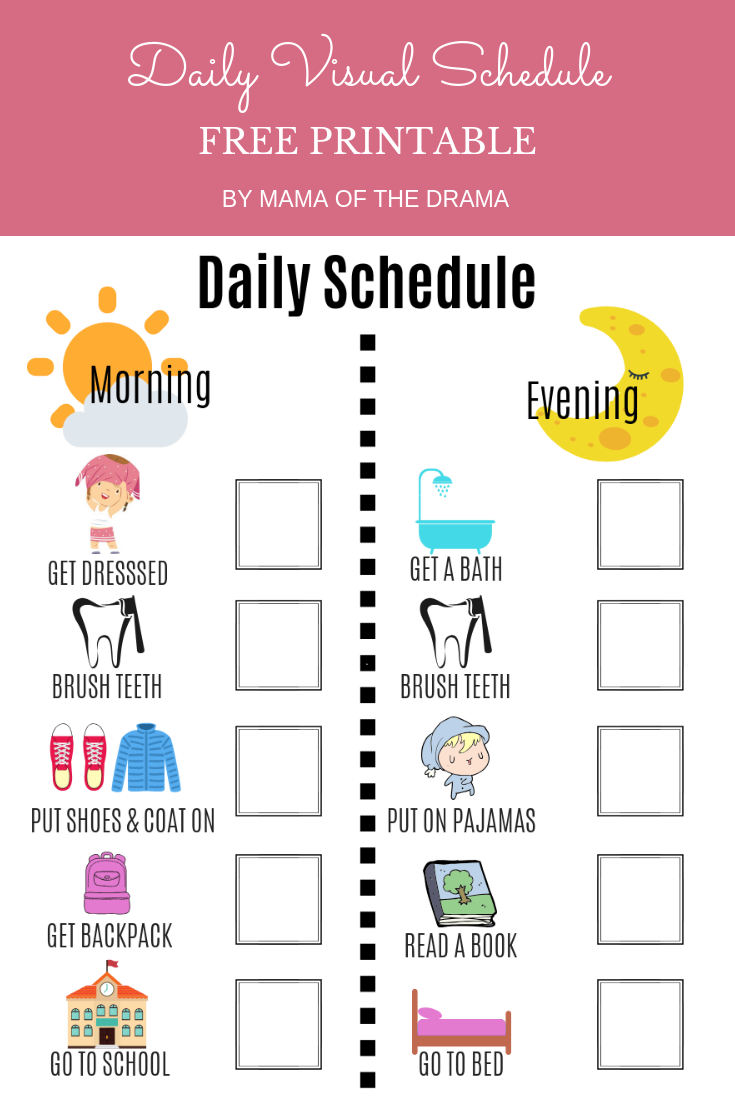 Visual Daily Schedule Free Printable | Mama Of The Drama | Daily intended for Children&amp;amp;#039;s Routine Charts Free Printable