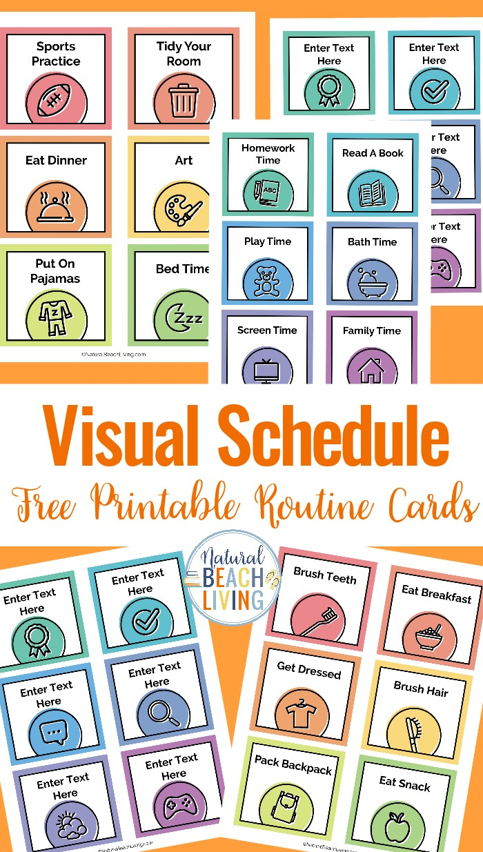 Visual Schedule - Free Printable Routine Cards - Natural Beach Living within Free Printable Daily Routine Picture Cards