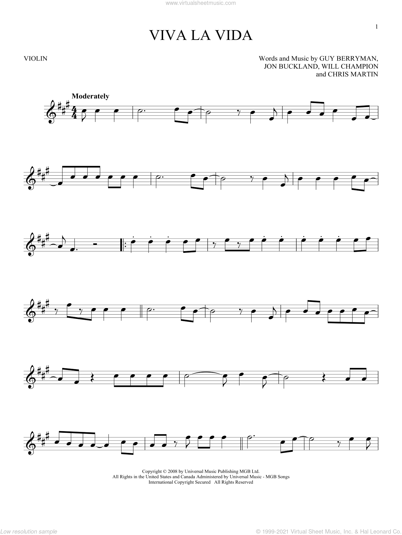 Viva La Vida Sheet Music For Violin Solo (Pdf) V2 within Free Printable Violin Sheet Music For Viva La Vida