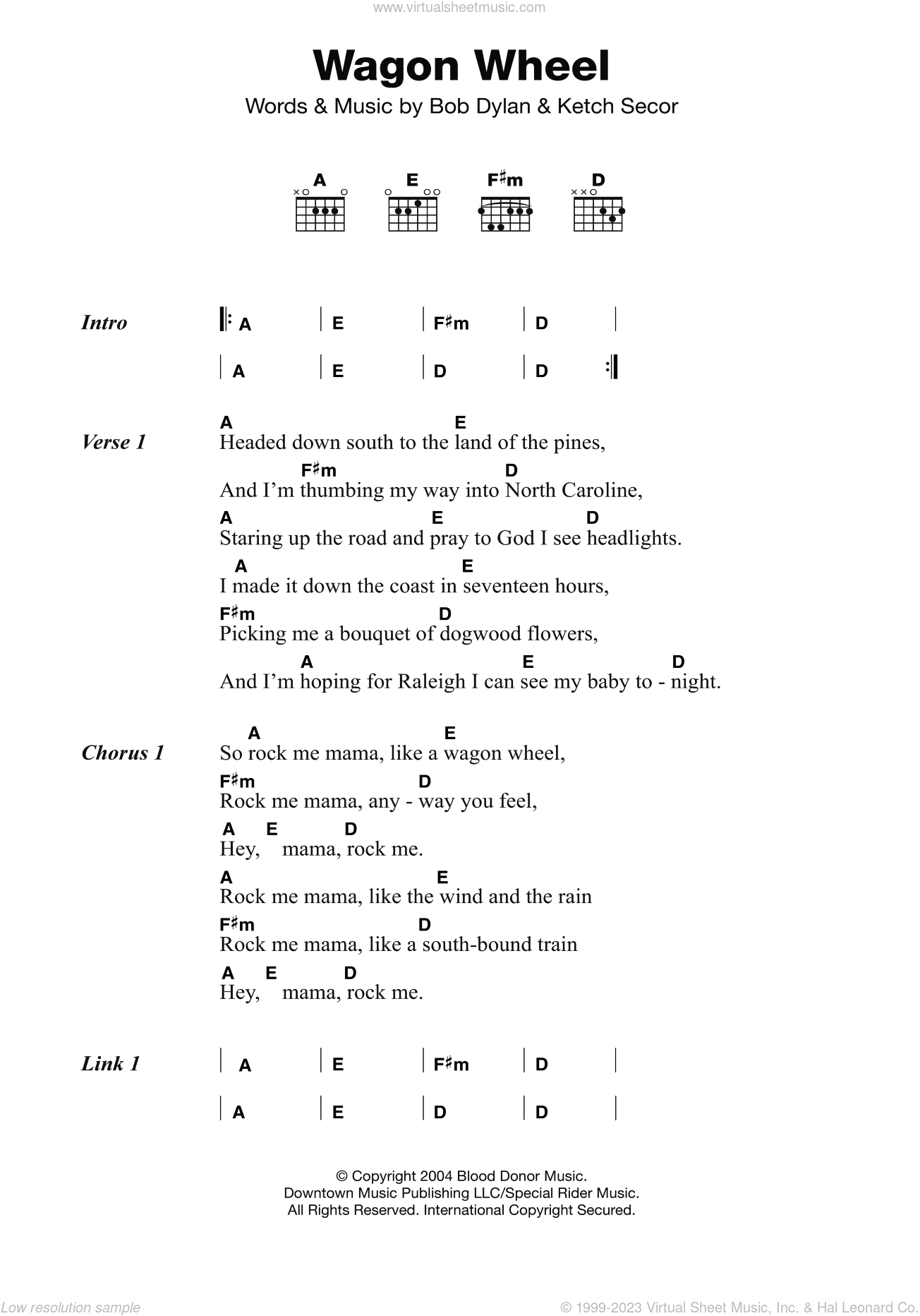 Wagon Wheel Sheet Music For Guitar (Chords) (Pdf) V2 pertaining to Free Printable Song Lyrics With Guitar Chords