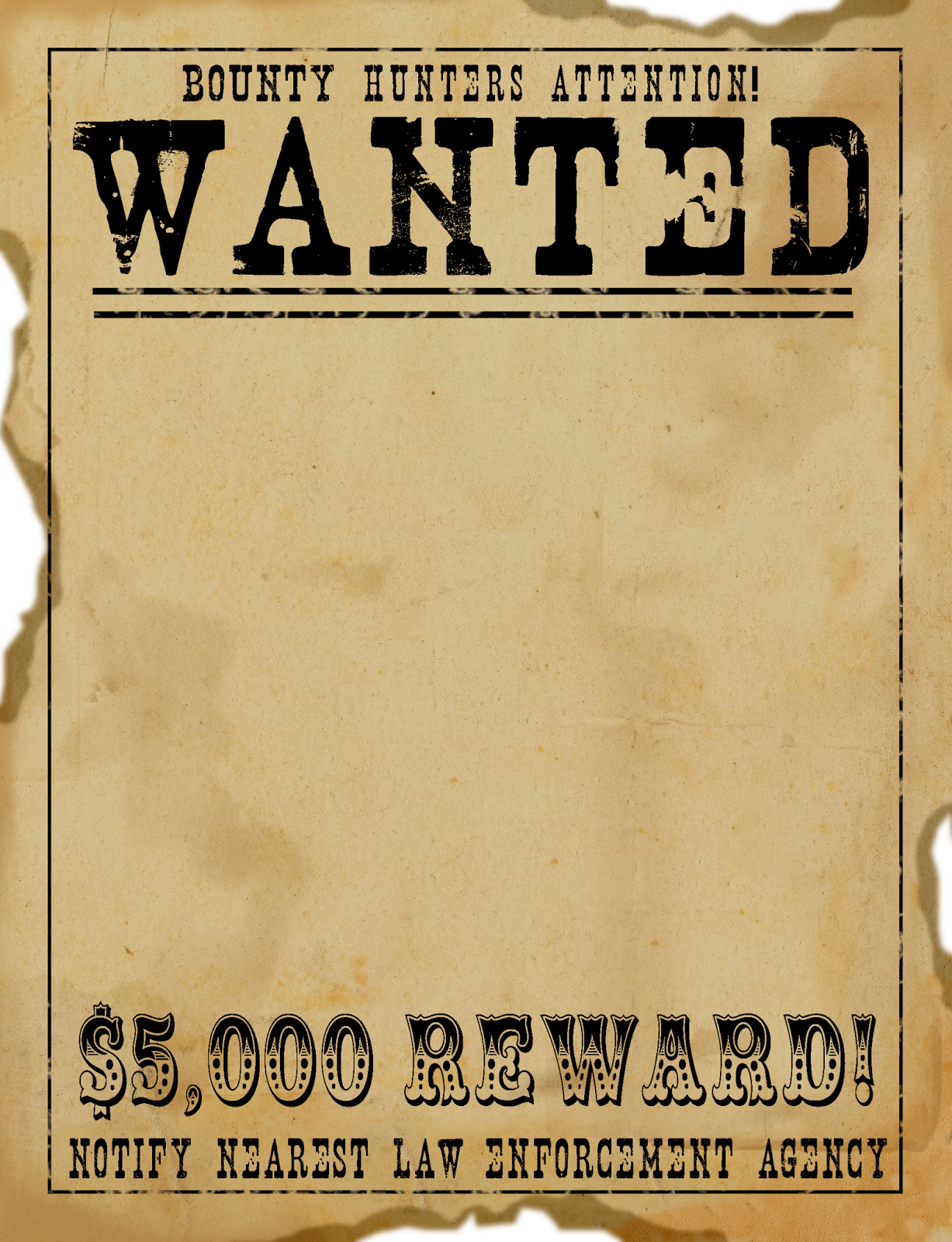 Wanted Poster Template - Wild West Theme with regard to Free Printable Wanted Poster Old West