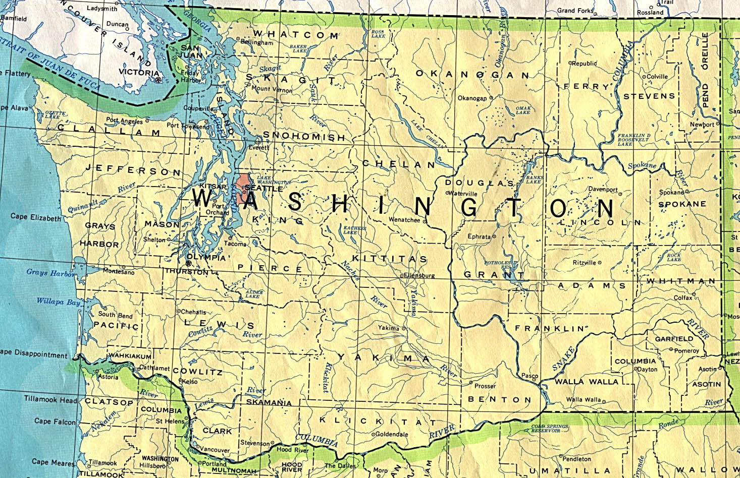 Washington Base Map inside Free Printable Map of Washington State