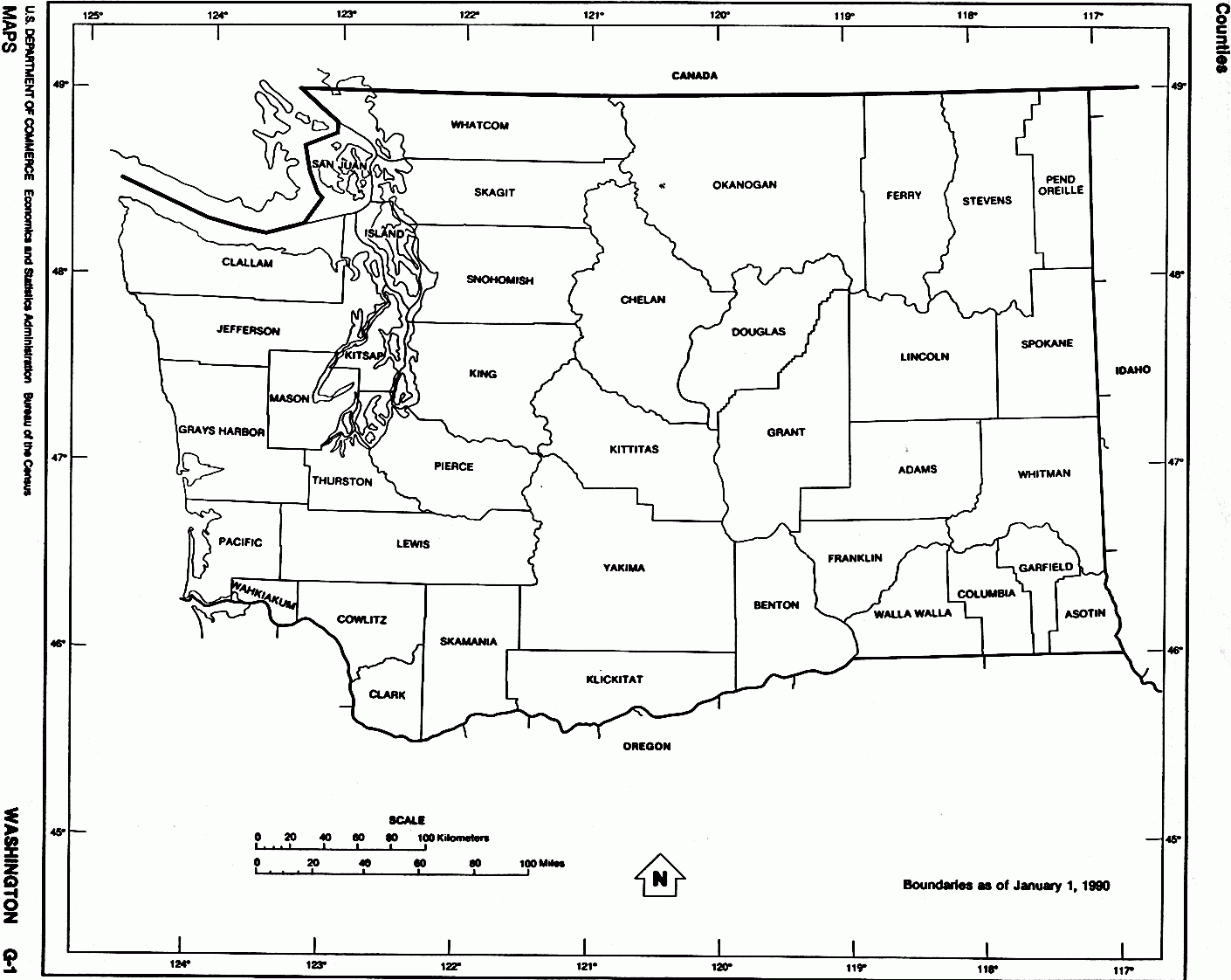 Washington Free Map within Free Printable Map of Washington State