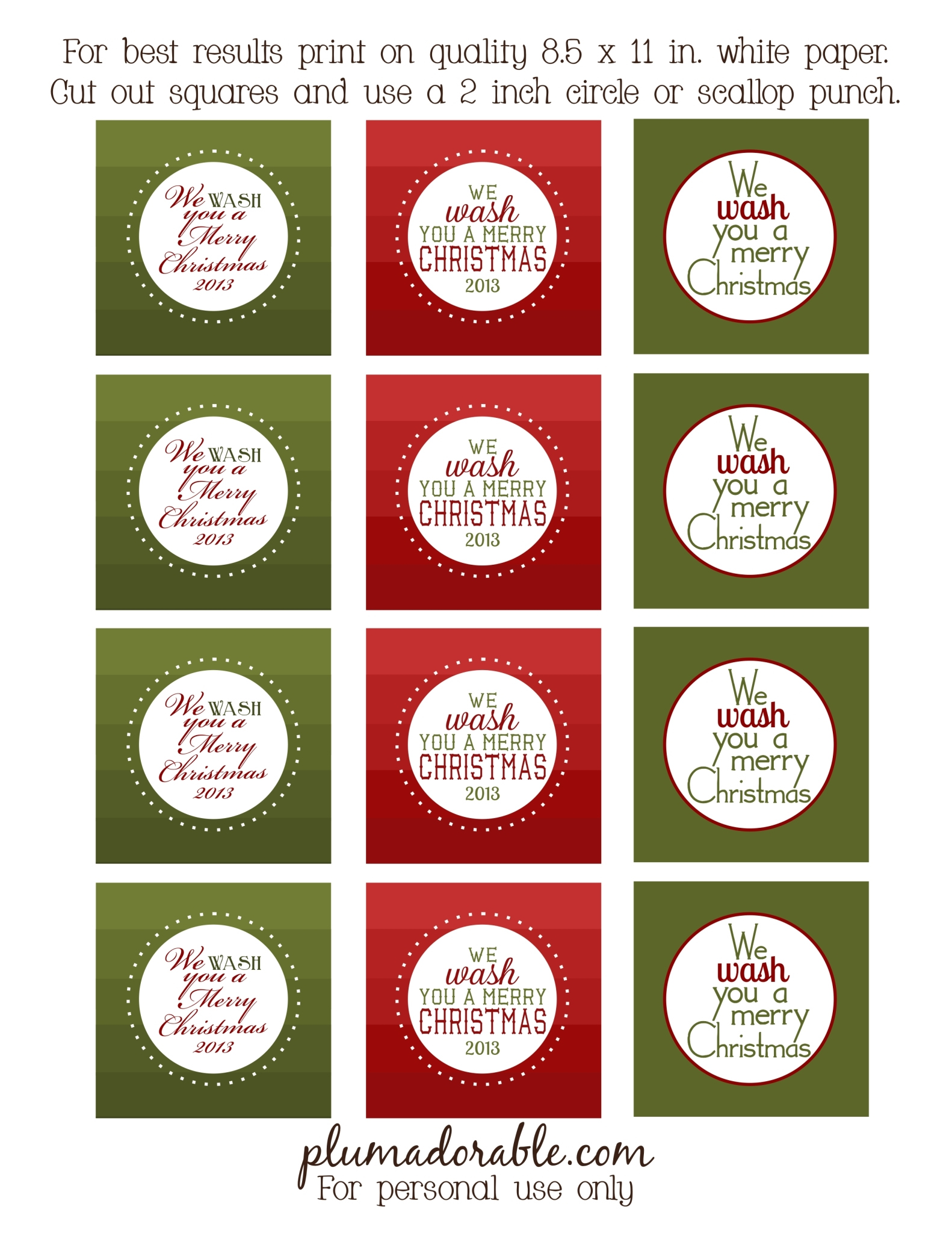 We Wash You A Merry Christmas! (Printable Tags) - The Frugal Girls in We Wash You a Merry Christmas Free Printable