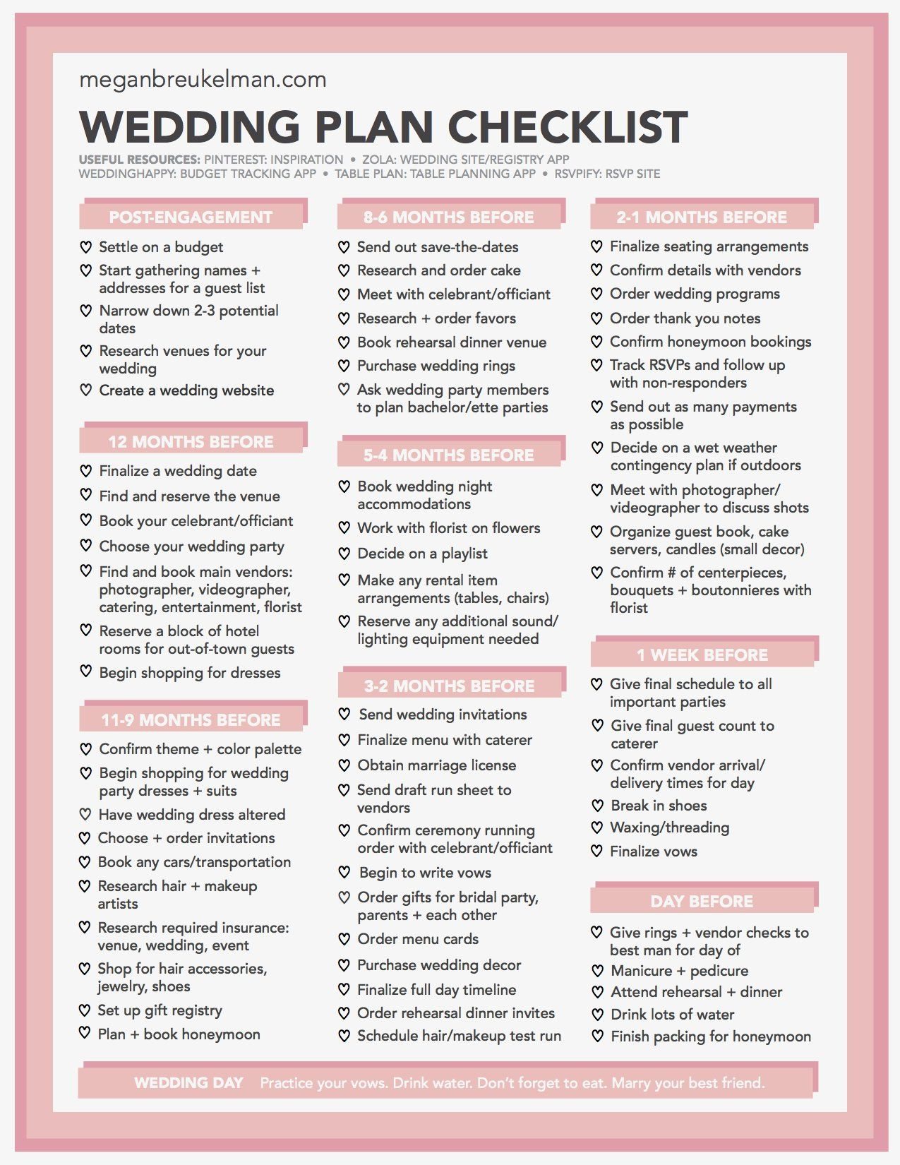 Wedding Countdown Checklist - Free Printable Wedding Checklist Pdf with regard to Free Printable Wedding Checklist