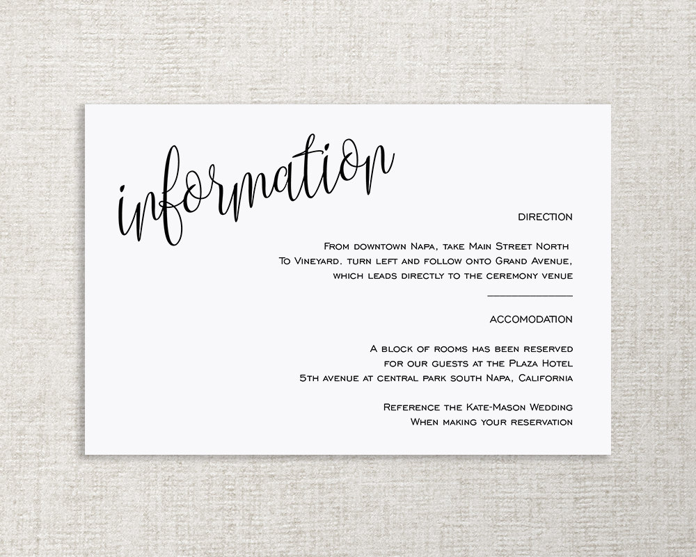 Wedding Enclosure Card, Details Card, Information Card, Printable intended for Free Printable Enclosure Cards