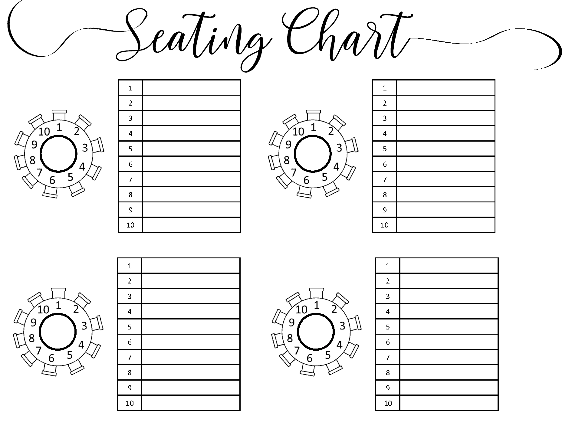 Wedding Seating Chart | Typeable Pdf, Word, Excel pertaining to Free Printable Wedding Seating Chart Template