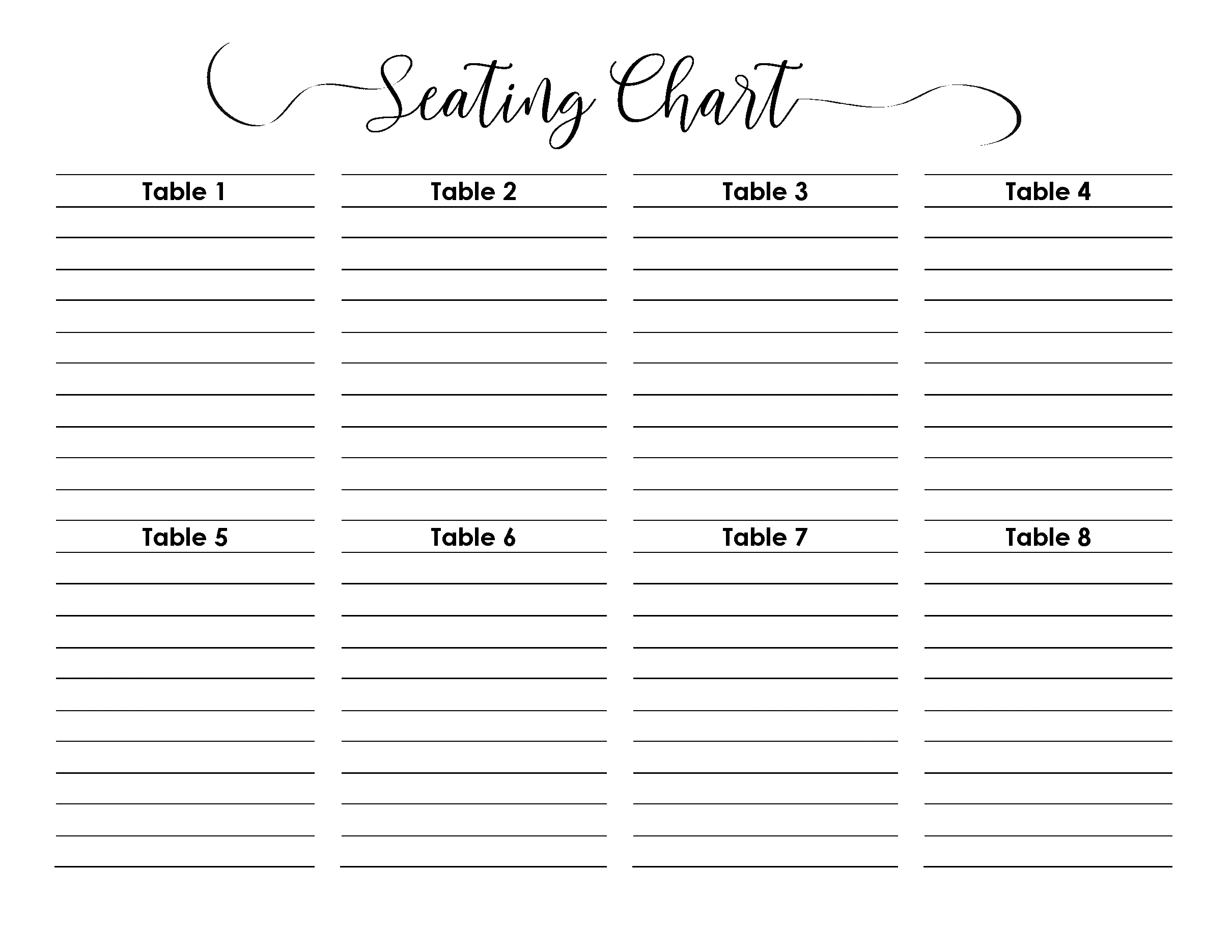 Wedding Seating Chart | Typeable Pdf, Word, Excel with regard to Free Printable Wedding Seating Chart Template