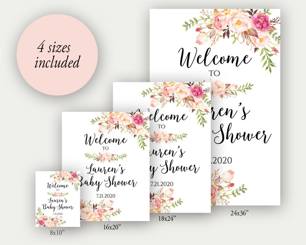 Welcome To Baby Shower, Baby Shower Welcome Sign Template, Baby in Free Printable Baby Shower Table Signs