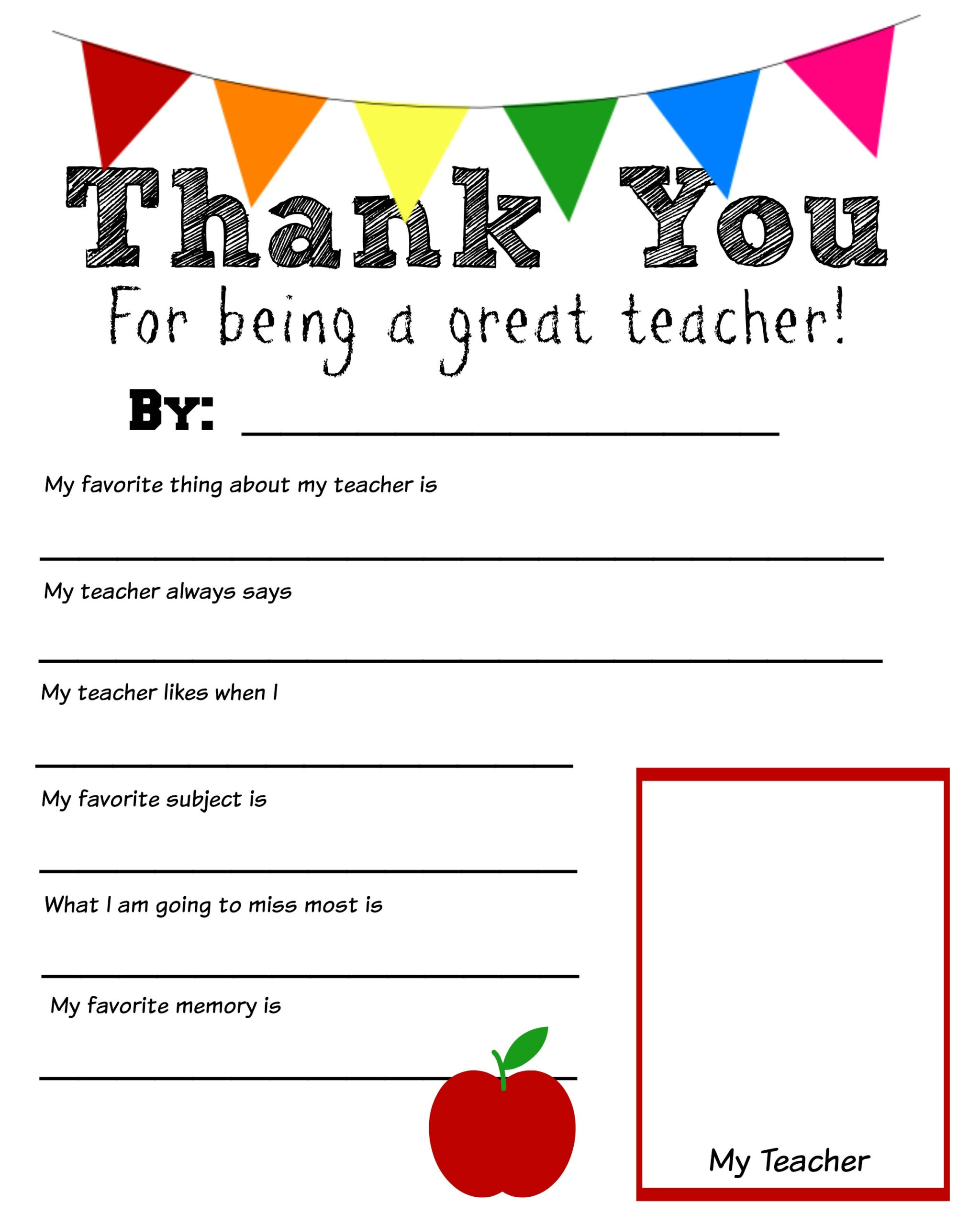 What I Love About My Teacher Printable with regard to All About My Teacher Free Printable