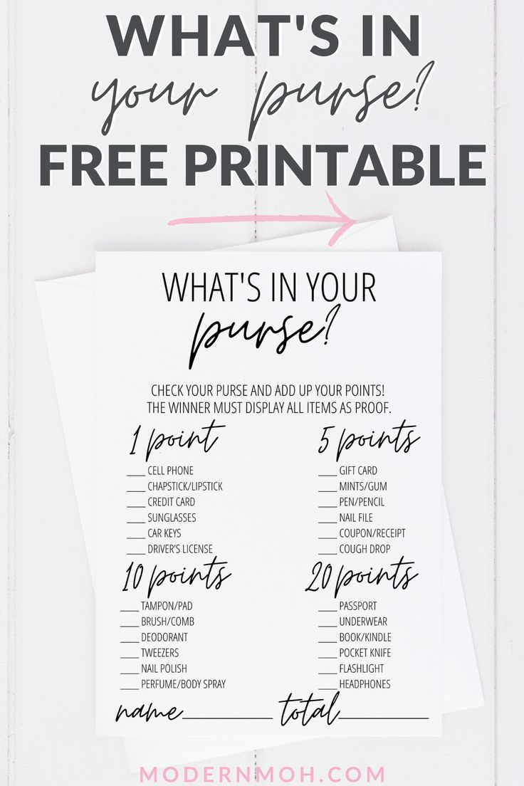 What&amp;#039;S In Your Purse? Game Free Printable | Purse Game, Bridal in Free Printable Bridal Shower Games What&amp;amp;#039;s in Your Purse