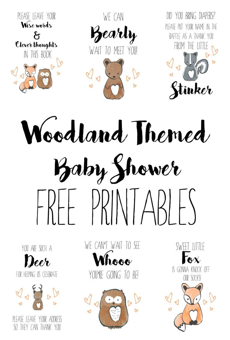 Woodland Baby Shower Free Printables | Baby Shower Printables with regard to Free Baby Shower Printables Decorations