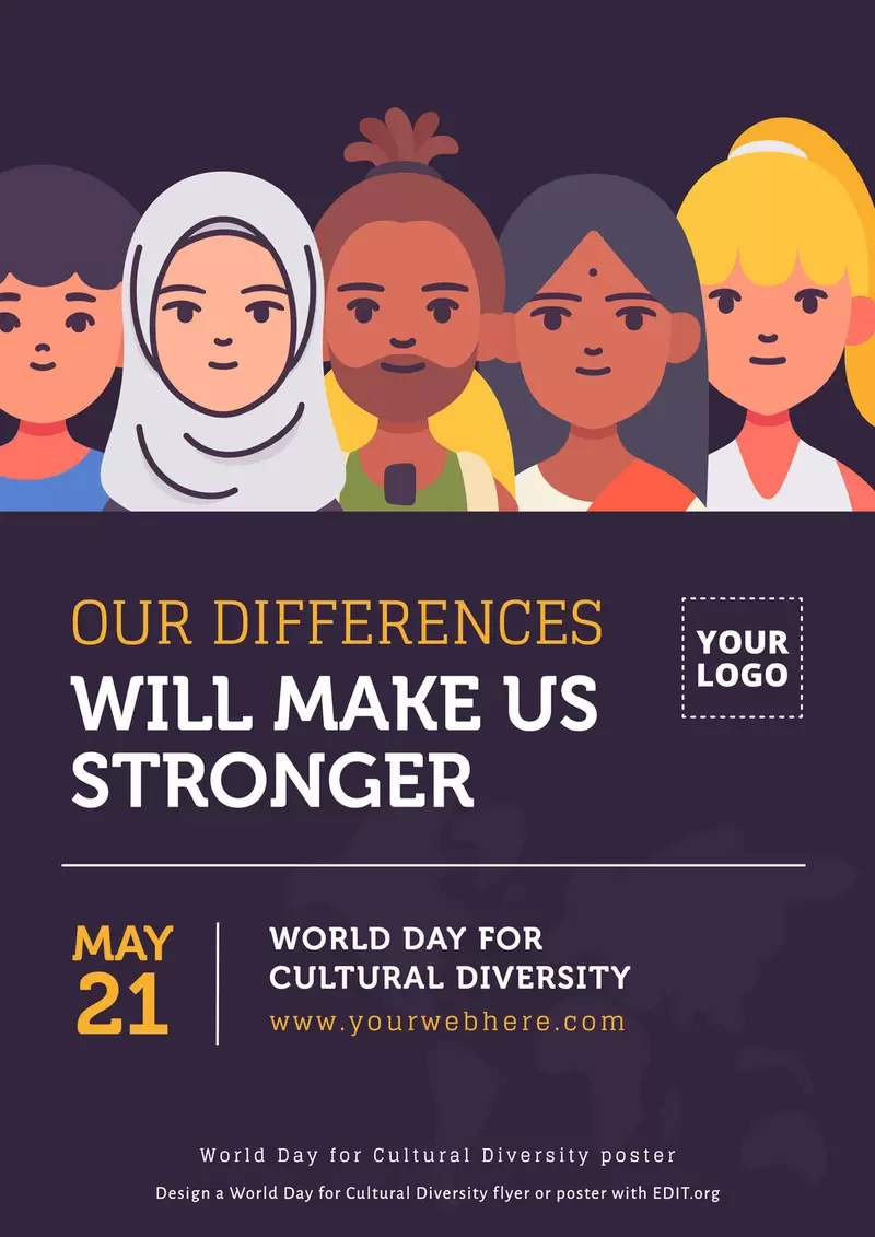 World Day Of Cultural Diversity Templates for Free Printable Multicultural Posters