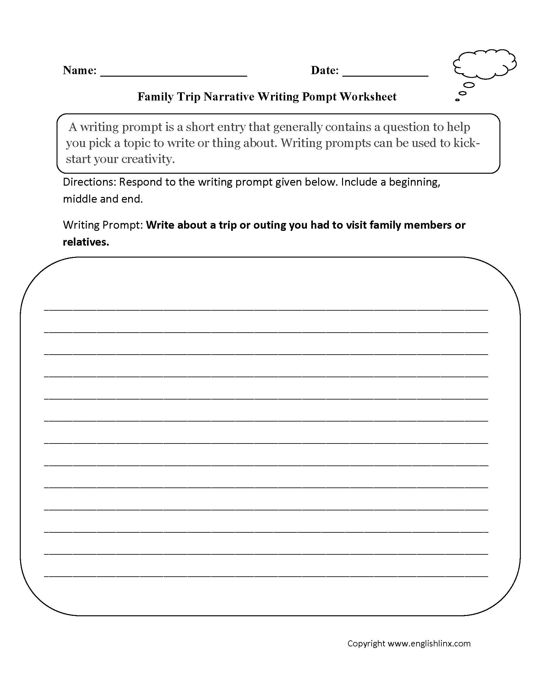 Writing Prompts Worksheets | Narrative Writing Prompts Worksheets regarding 6th Grade Writing Worksheets Printable Free