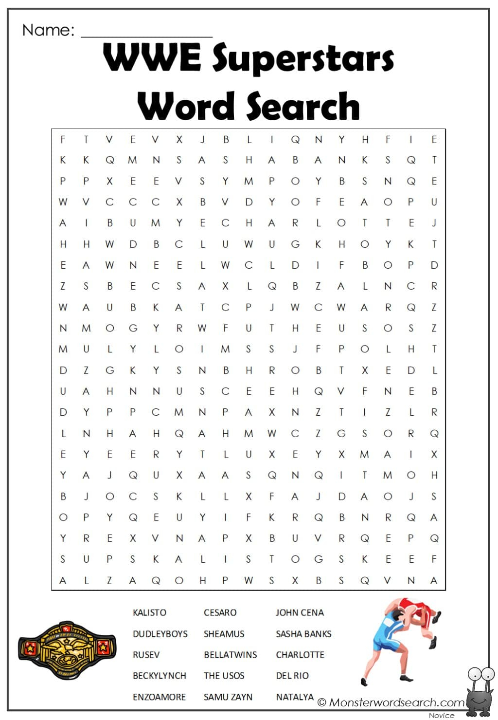 Wwe Superstars Word Search - Monster Word Search intended for Free Printable Wwe Word Search