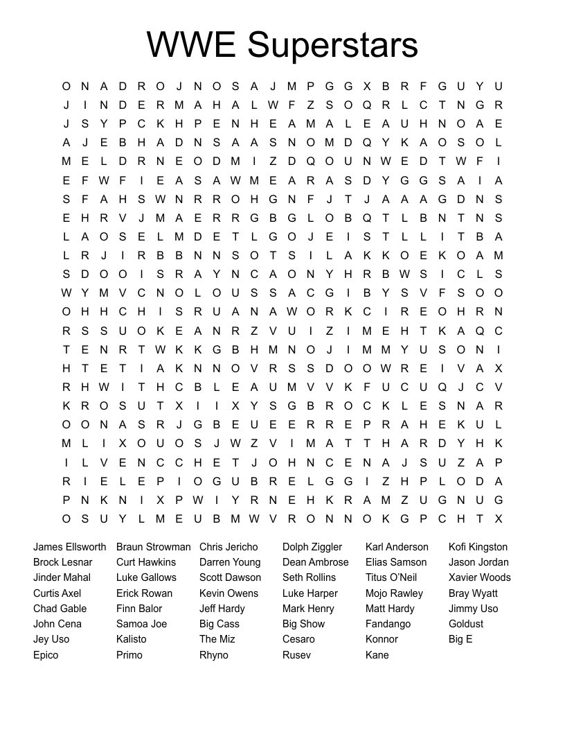 Wwe Superstars Word Search - Wordmint with regard to Free Printable Wwe Word Search