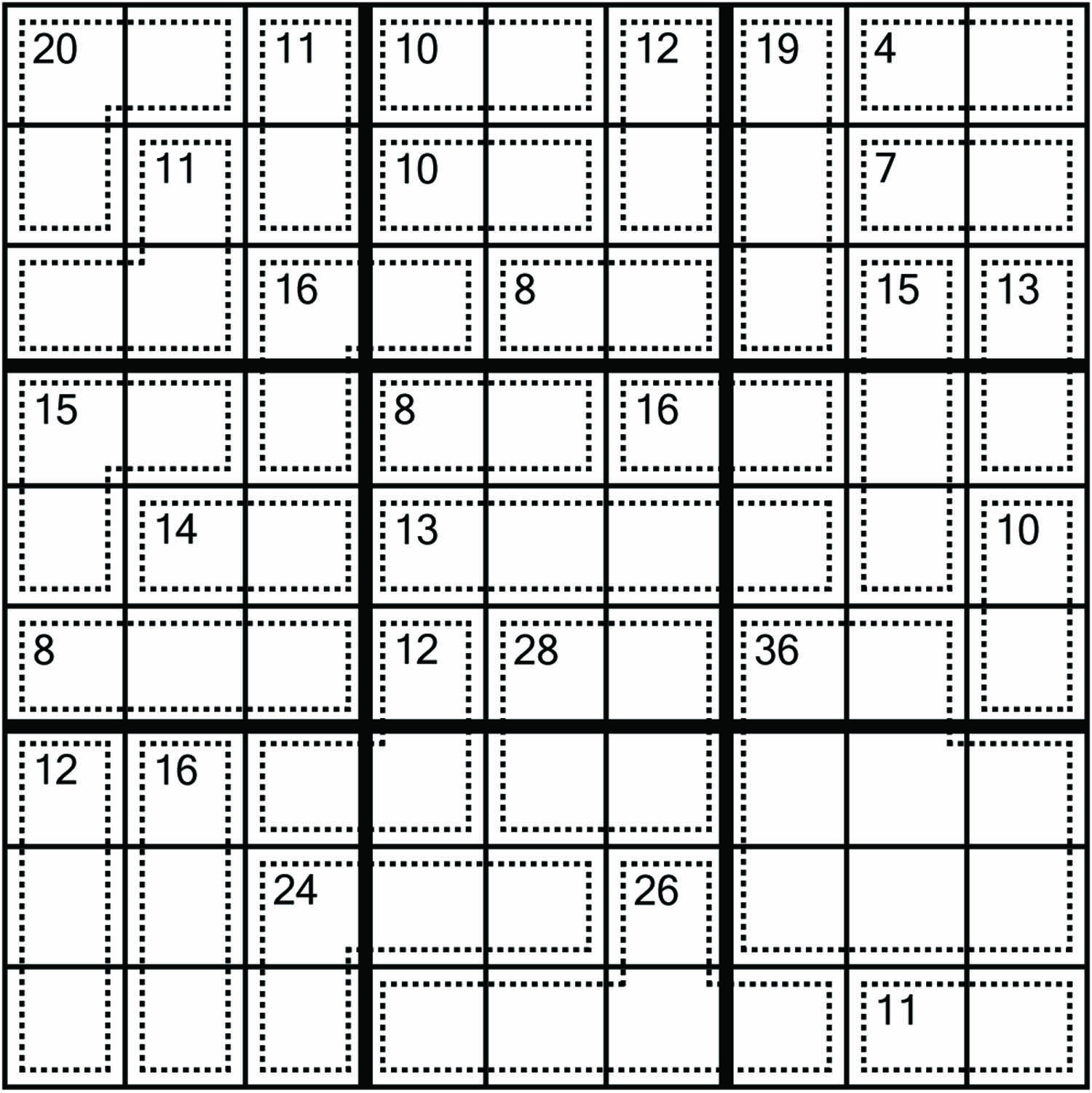 Your Attention. Killer Sudoku, Extreme Level, #008 | Sudoku with Killer Sudoku Free Printable