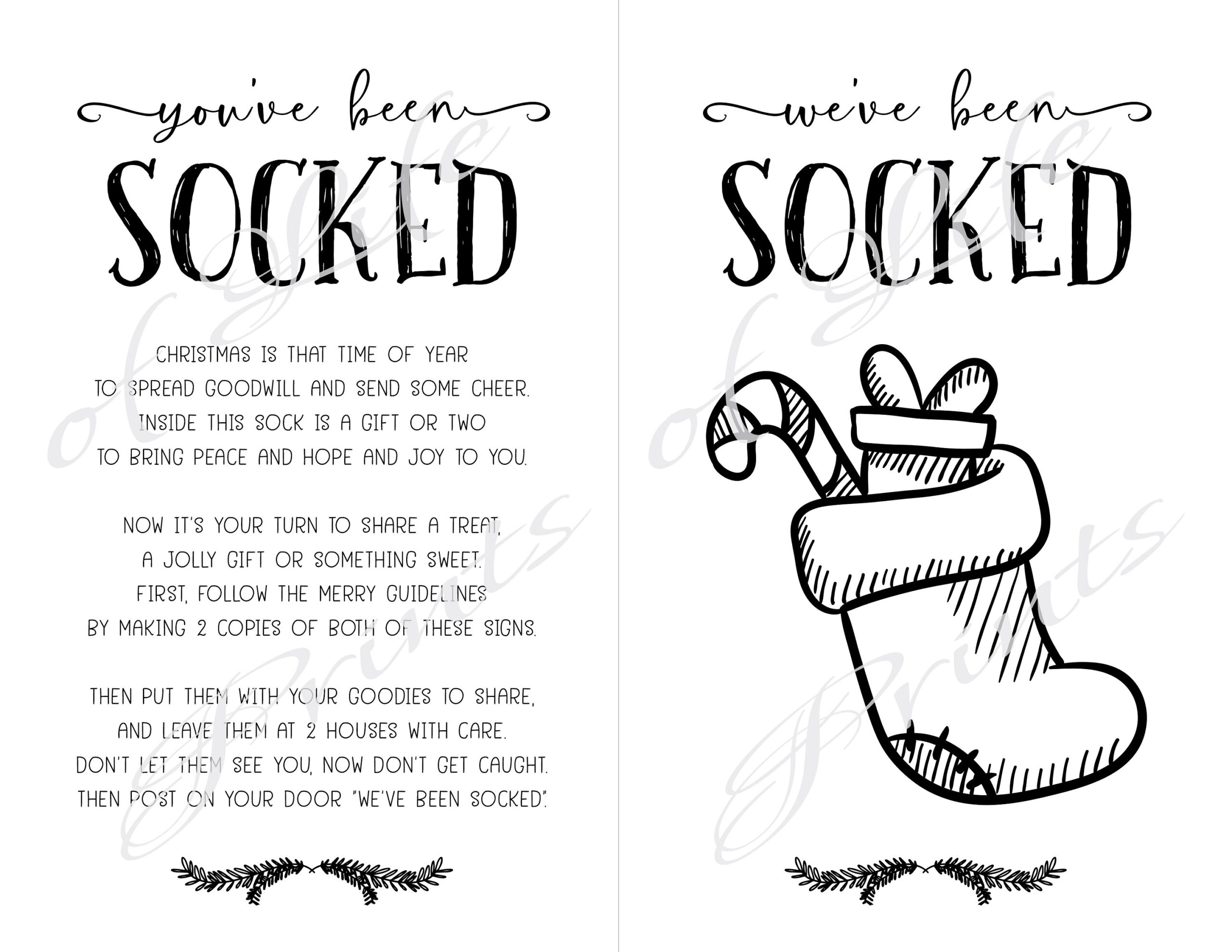 You&amp;#039;Ve Been Socked. Instant Download Printable. Christmas Stocking with You Ve Been Socked Free Printable