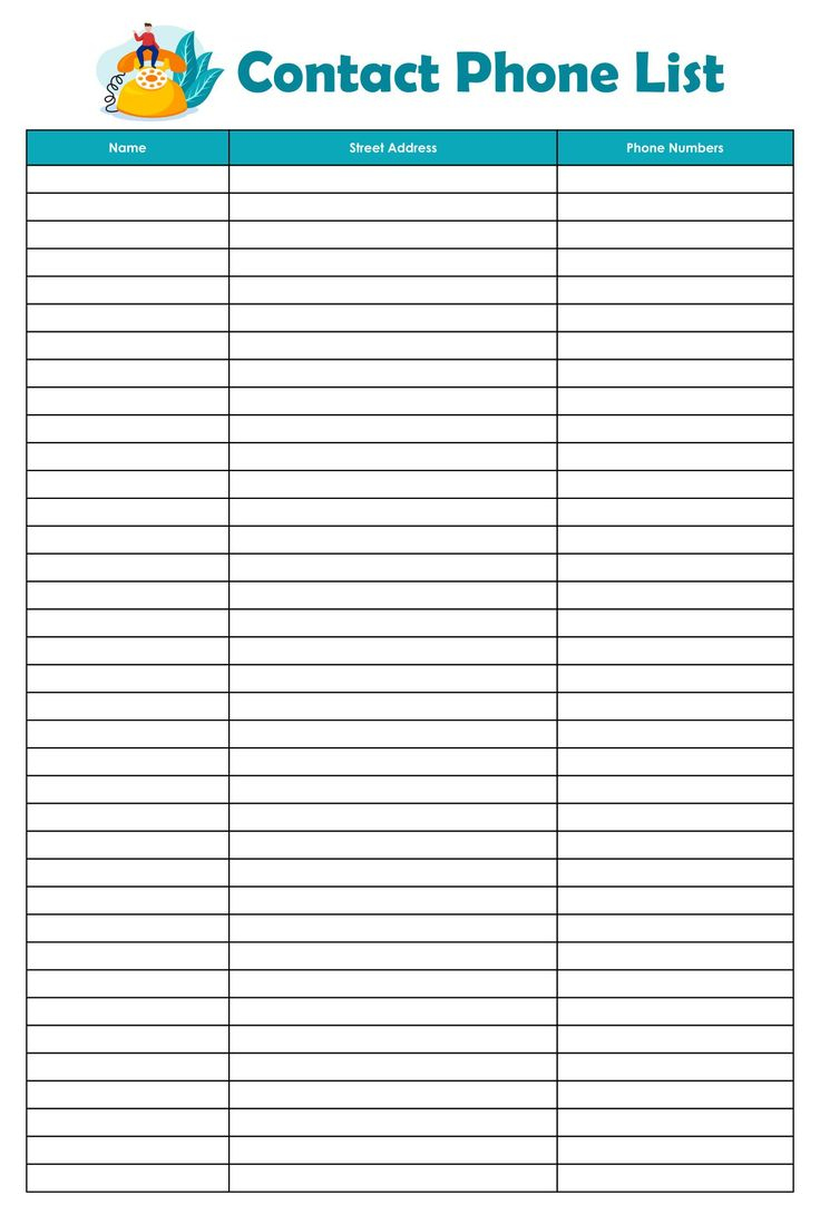 10 Best Phone Contact List Template Printable Pdf For Free regarding Free Printable Numbered List