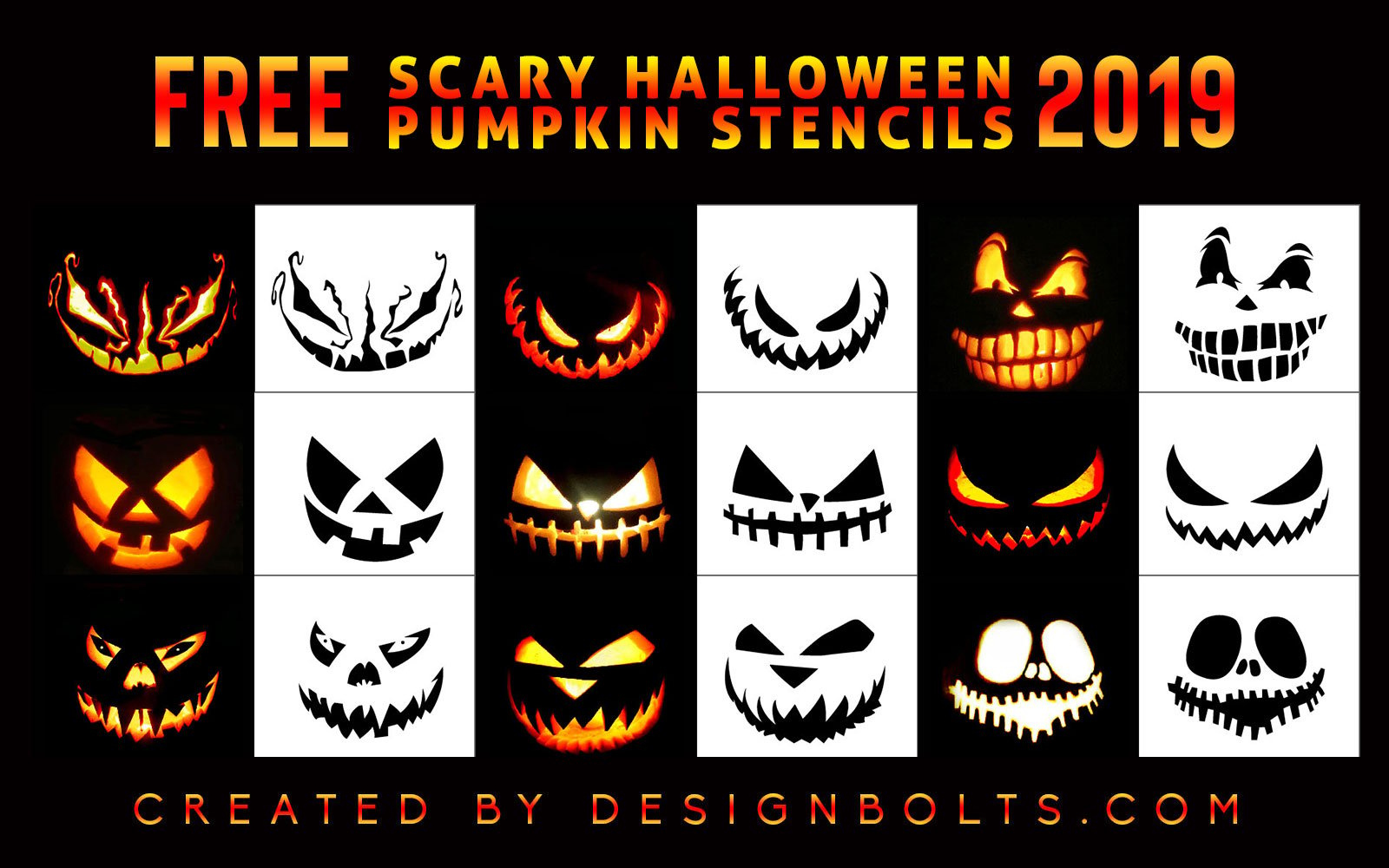 10 Free Scary Halloween Pumpkin Carving Stencils, Printable for Free Printable Scary Pumpkin Patterns