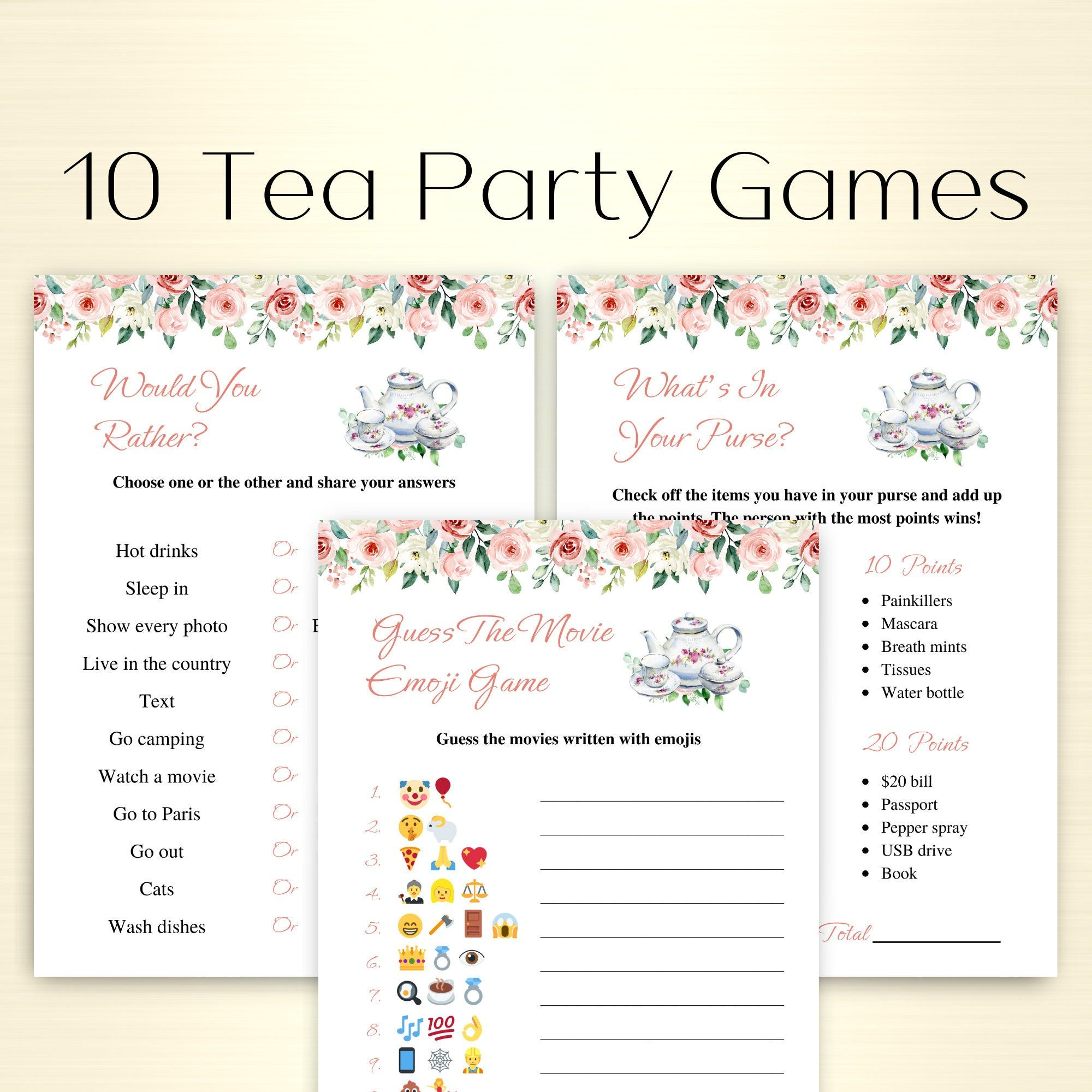 10 Printable Tea Party Games Ladies Tea Party Games Afternoon Tea pertaining to Free Printable Tea Party Games