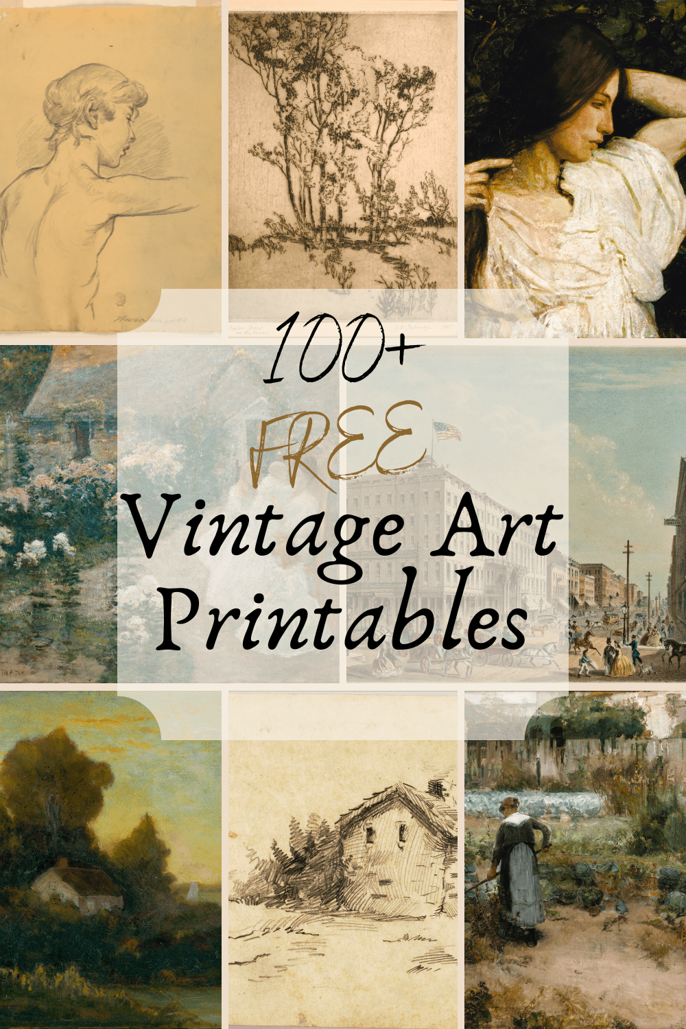 100 Free Stunning Vintage Art Prints To Download - Cassie Jean with Free Printable Vintage Art