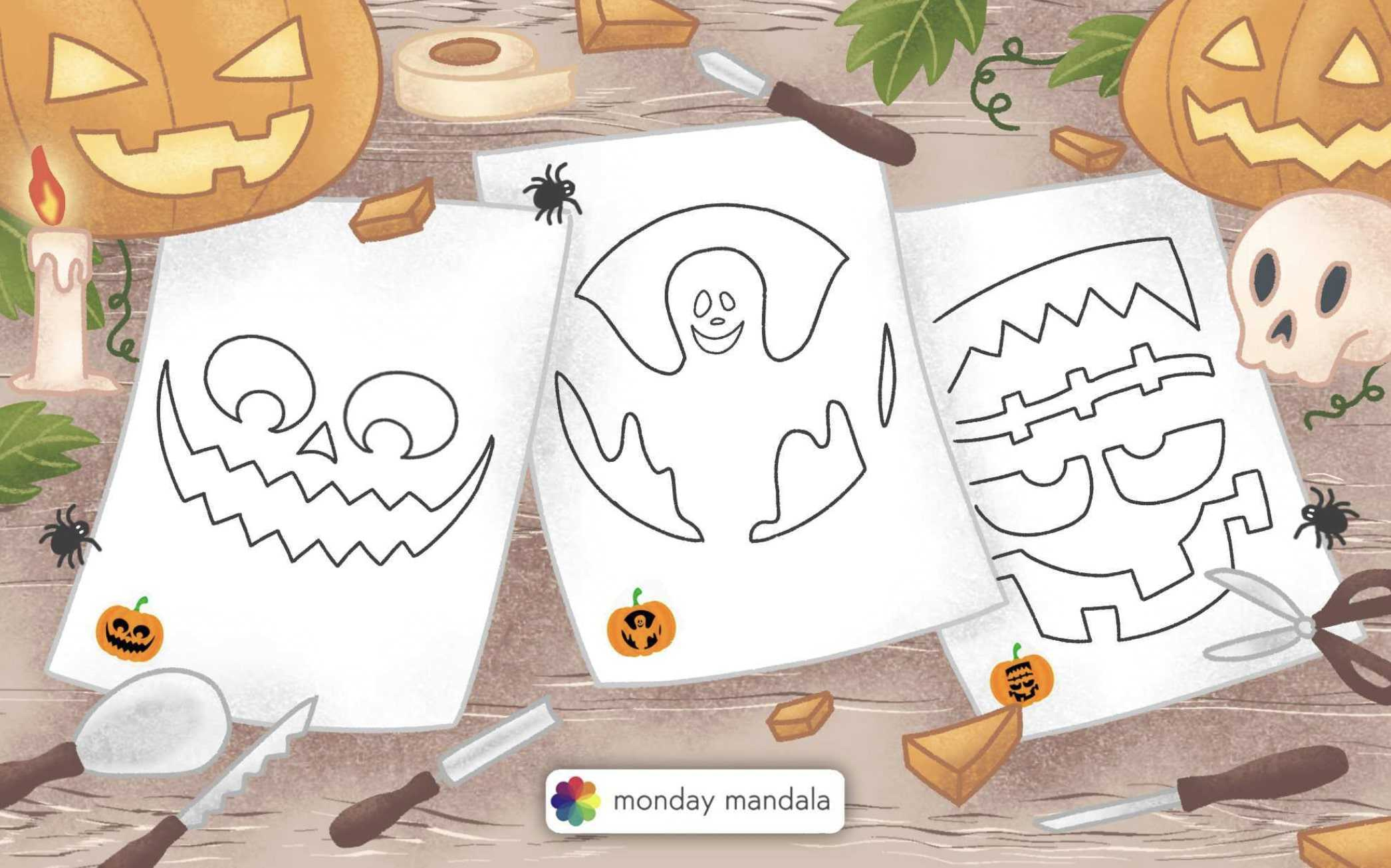 100 Pumpkin Carving Stencils (Free Pdf Printables) in Pumpkin Carving Printable Patterns Free