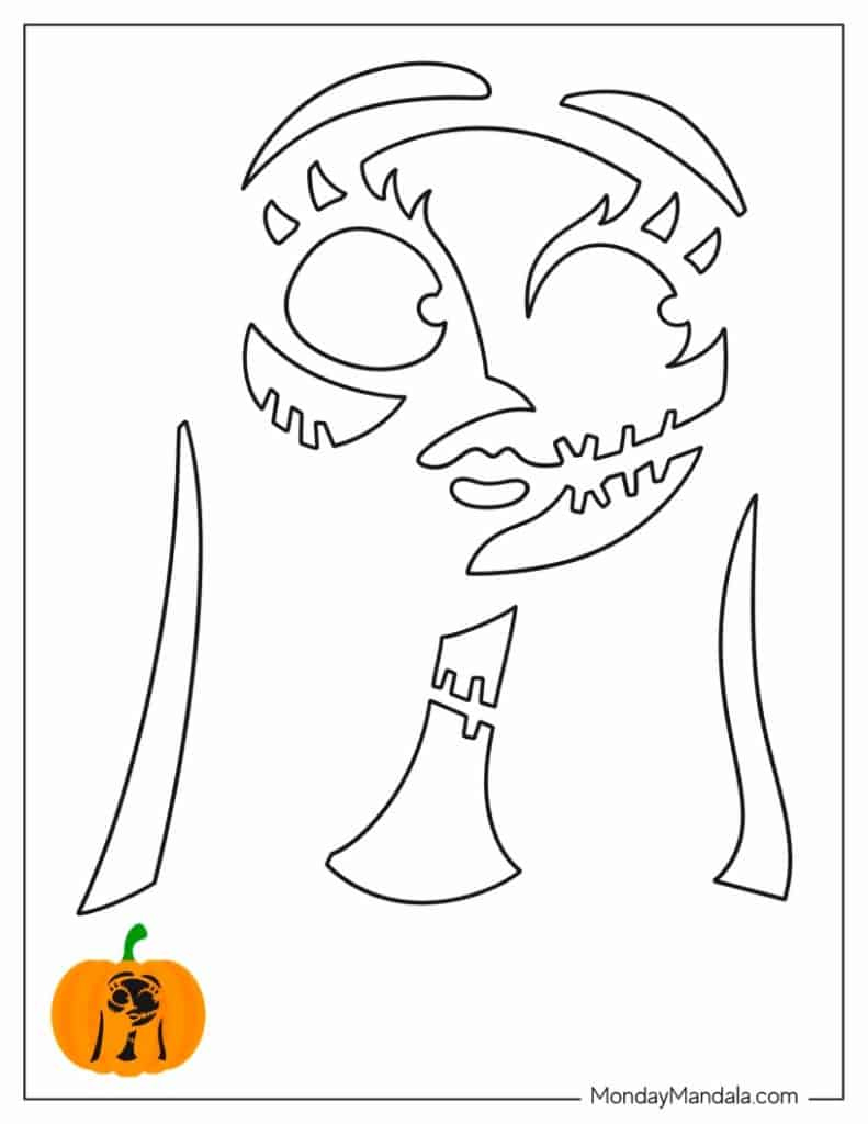 100 Pumpkin Carving Stencils (Free Pdf Printables) regarding Jack Skellington and Sally Pumpkin Stencils Free Printable