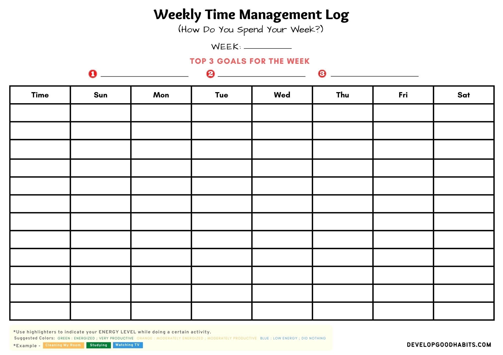 11 Free Time Management Worksheet For Students &amp;amp; Adults for Time Management Forms Free Printable