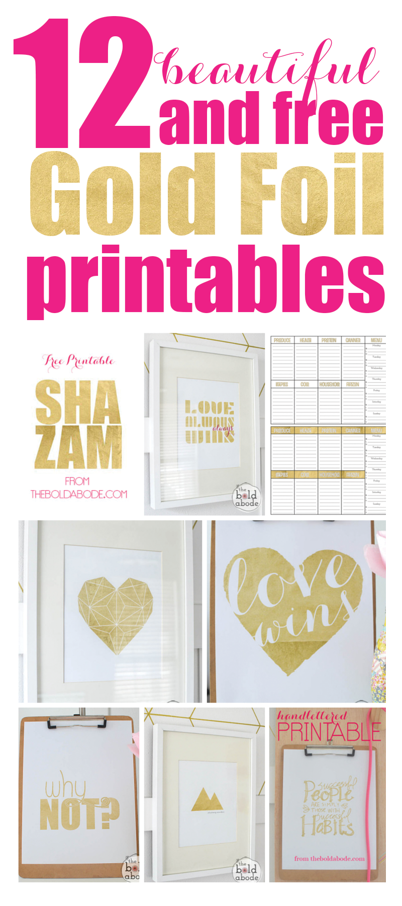 12 Beautiful (And Free) Gold Foil Printables for Free Printables For Foiling