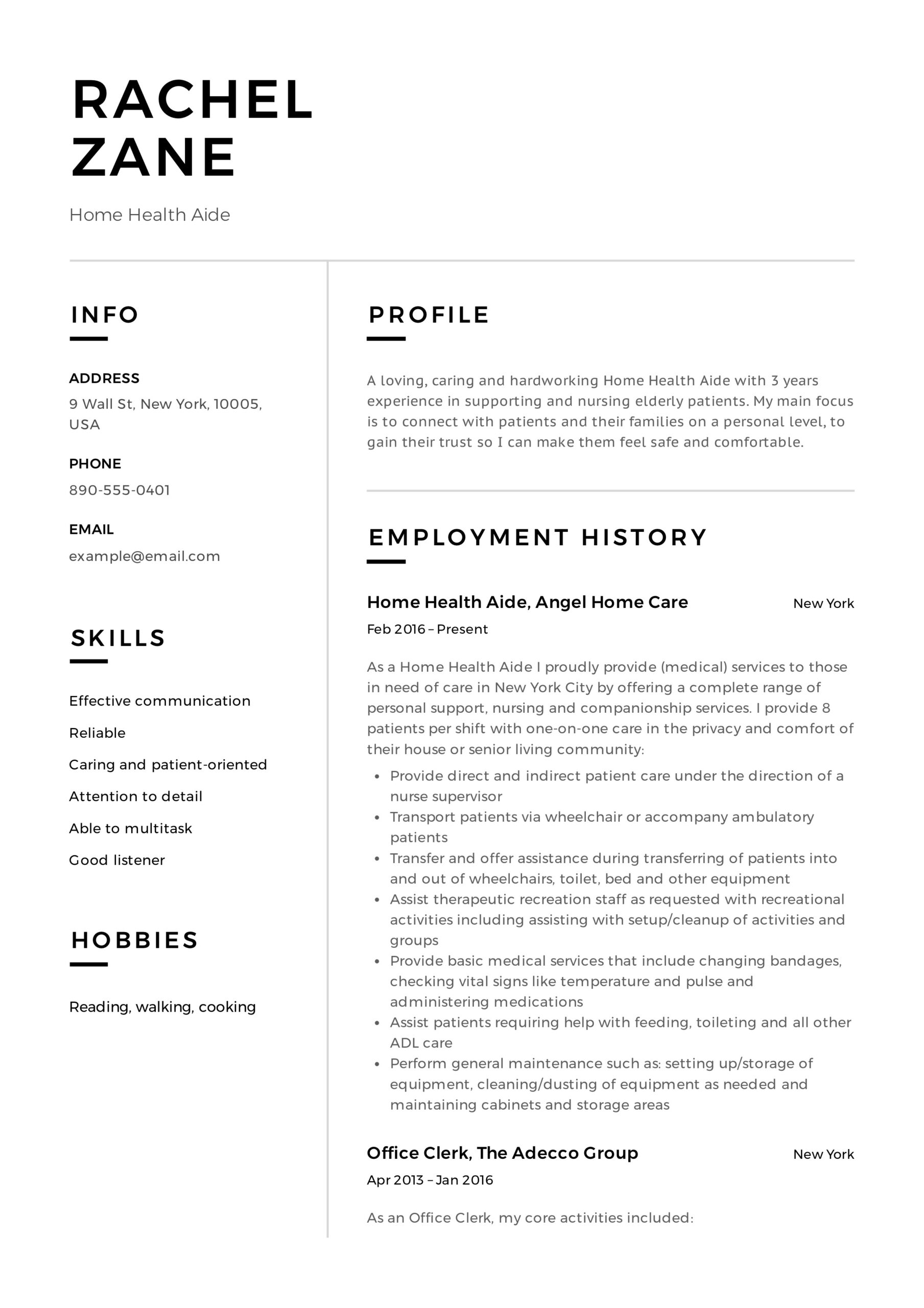 12 Home Health Aide Resume Examples For 2024 with regard to Free Printable Inservices For Home Health Aides