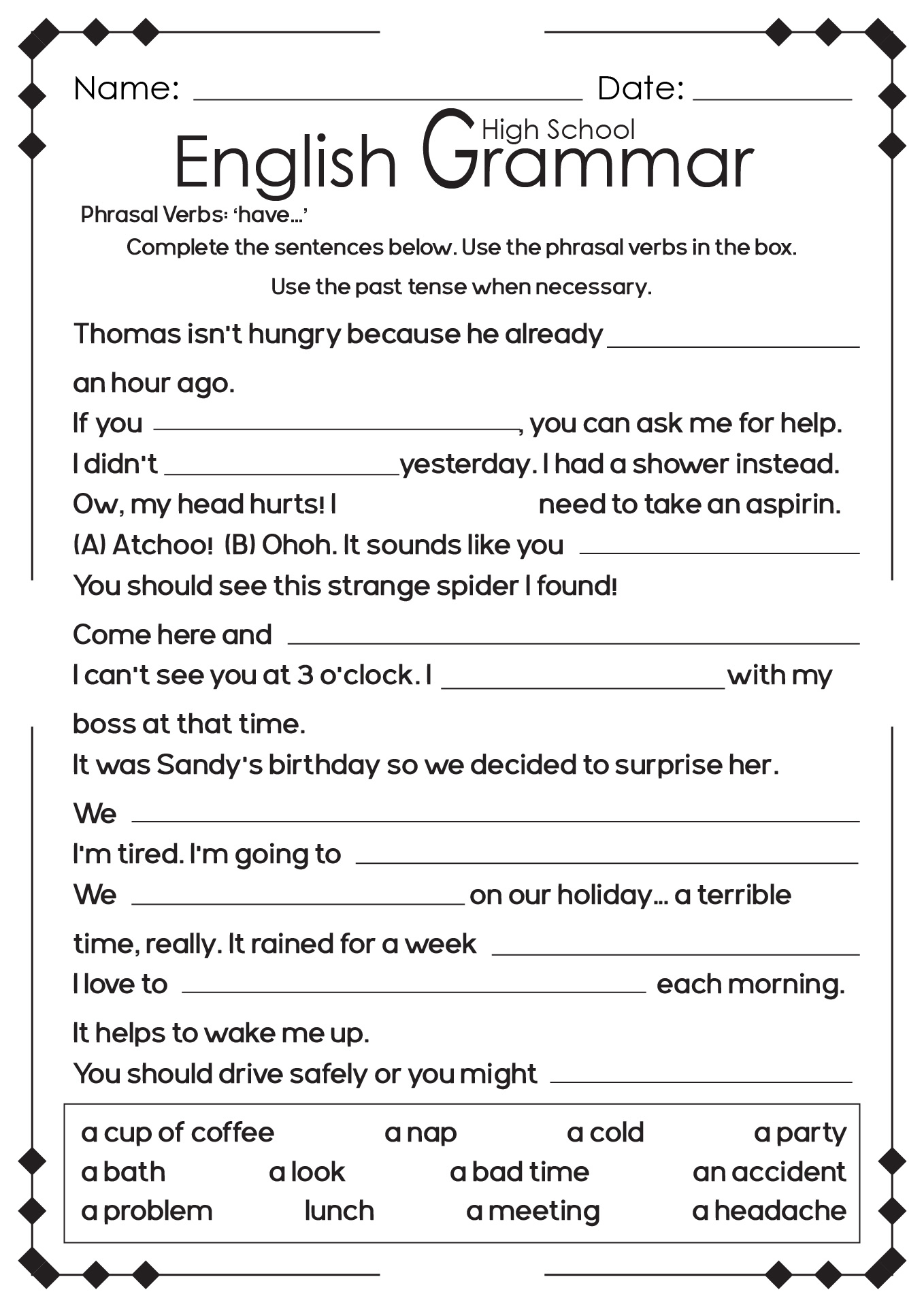 13 High School English Language Arts Worksheets - Free Pdf At inside Free Printable Grammar Worksheets for Highschool Students